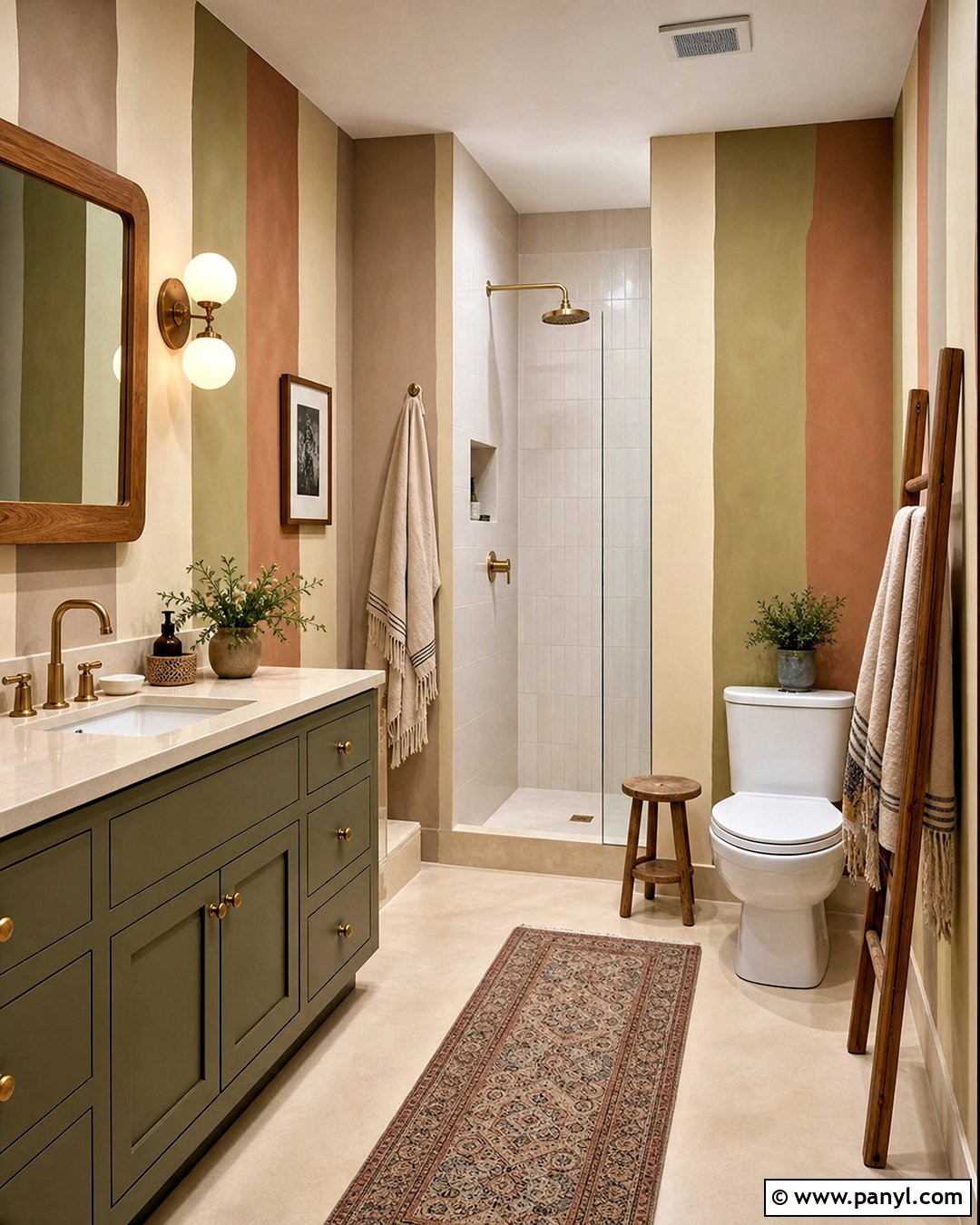 Uneven Painted Bathroom Stripes - 20 striped bathroom walls