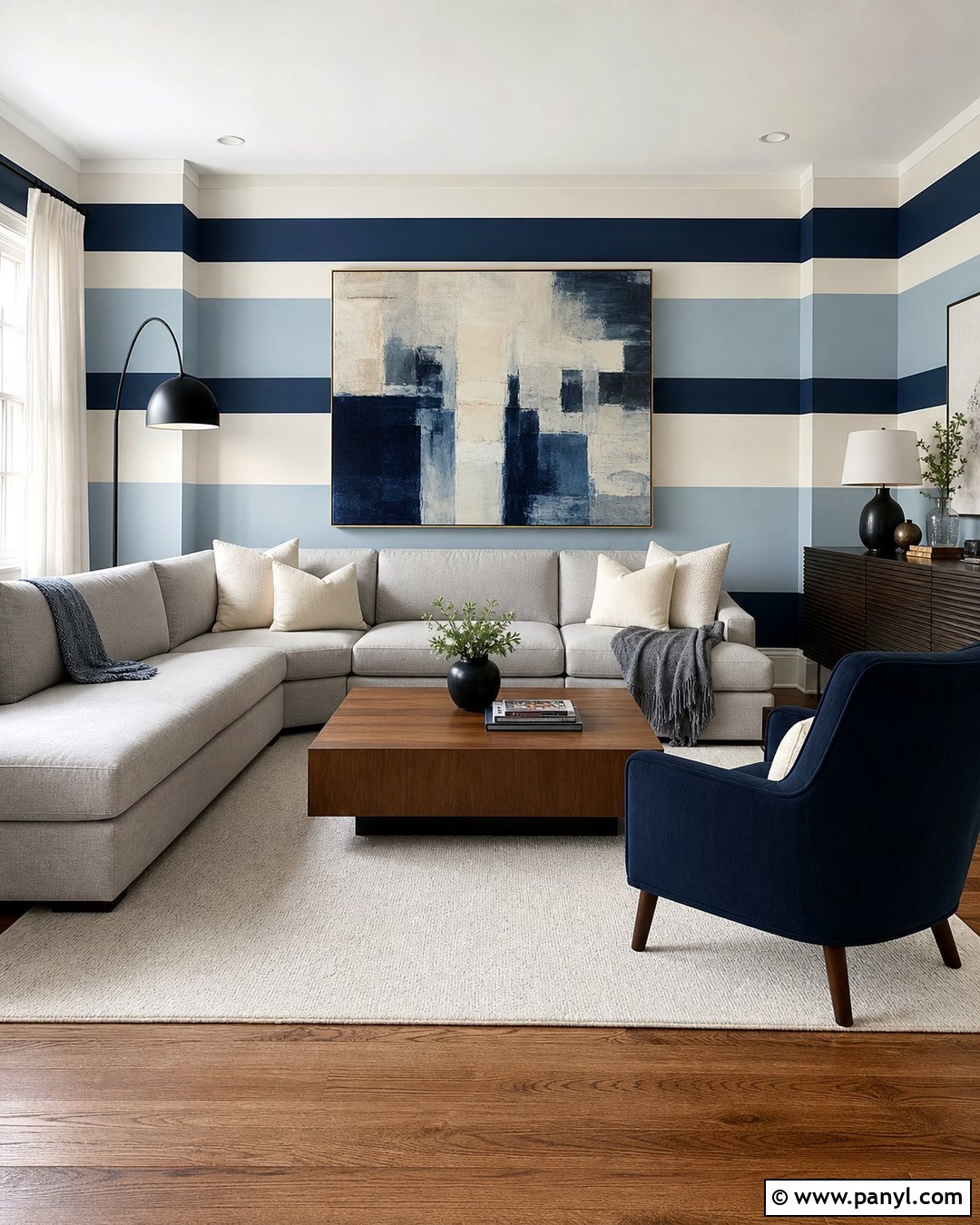 Uneven Width Horizontal Wall Stripes - 30 Horizontal Stripes On Wall Ideas