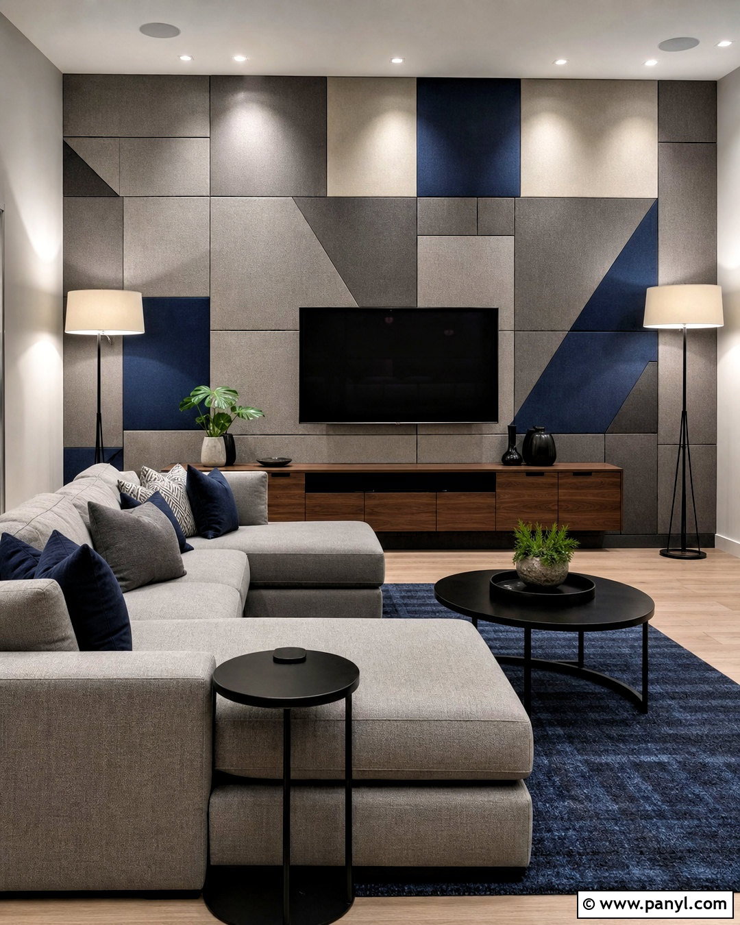 Upholstered Geometric Acoustic Wall - 20 geometric feature wall ideas