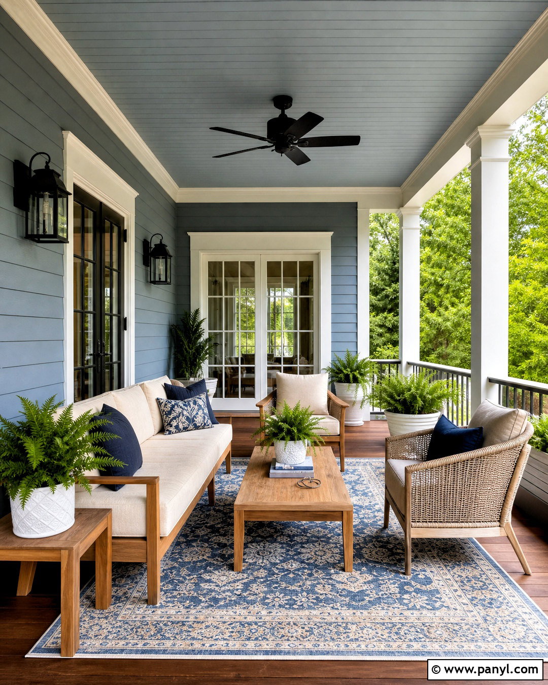 Upward Covered Porch With Natural Textures - 20 upward sherwin williams ideas