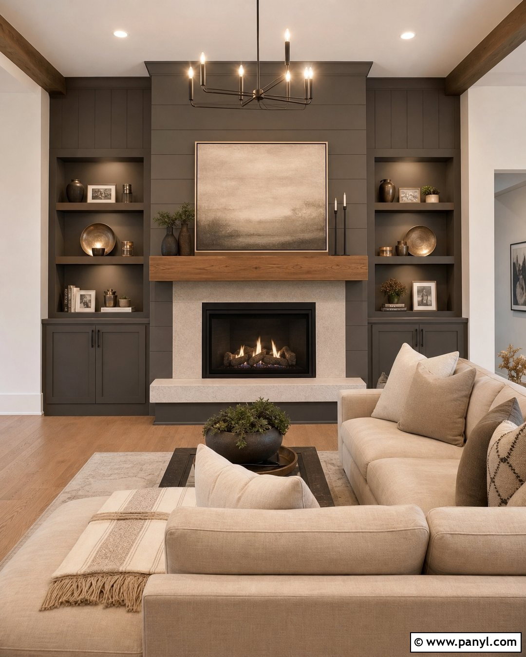 Urbane Bronze Accent Wall Fireplace - 20 Sherwin William Accent Wall Ideas