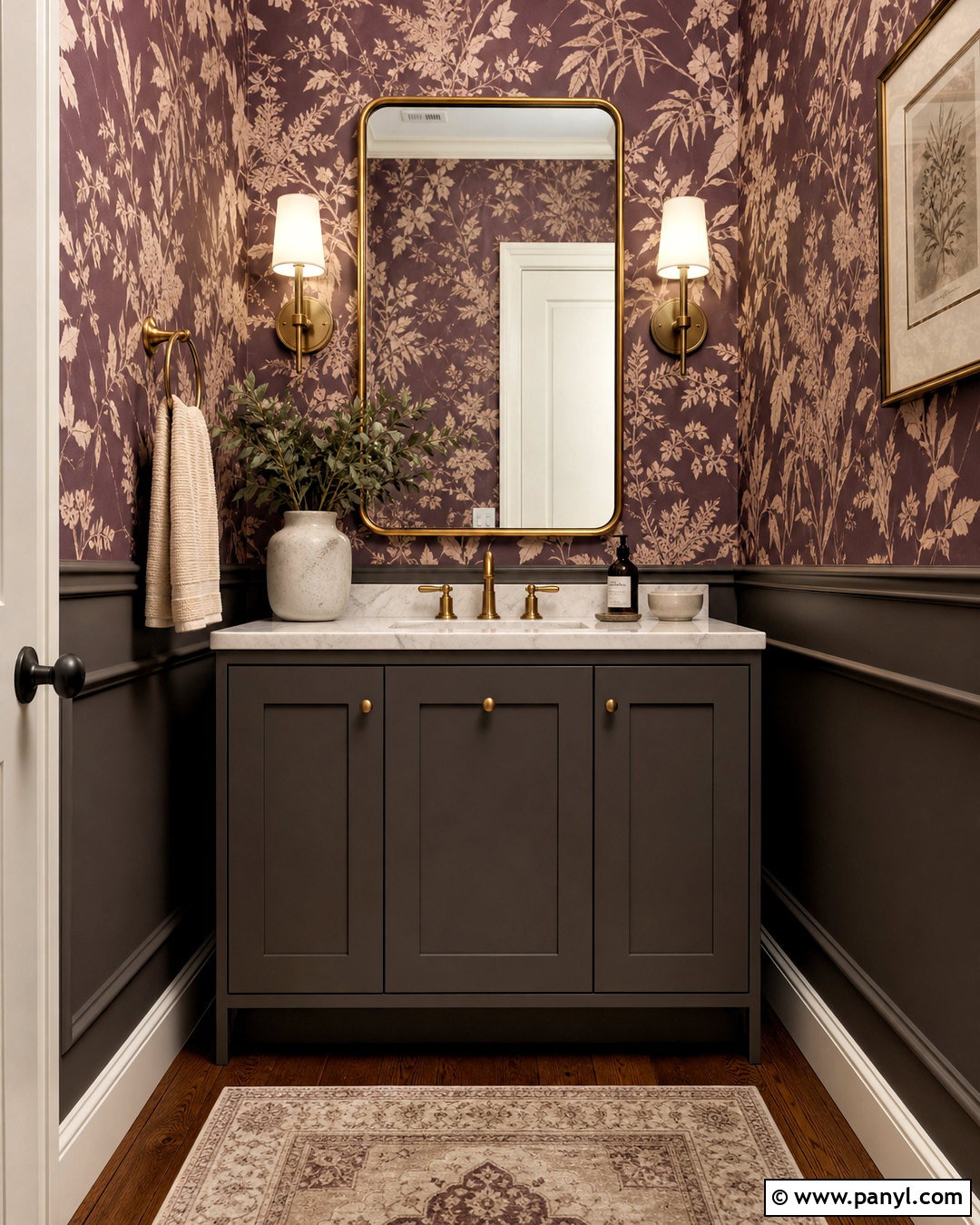 Urbane Bronze And Plum Powder Room - 20 urbane bronze color palette ideas