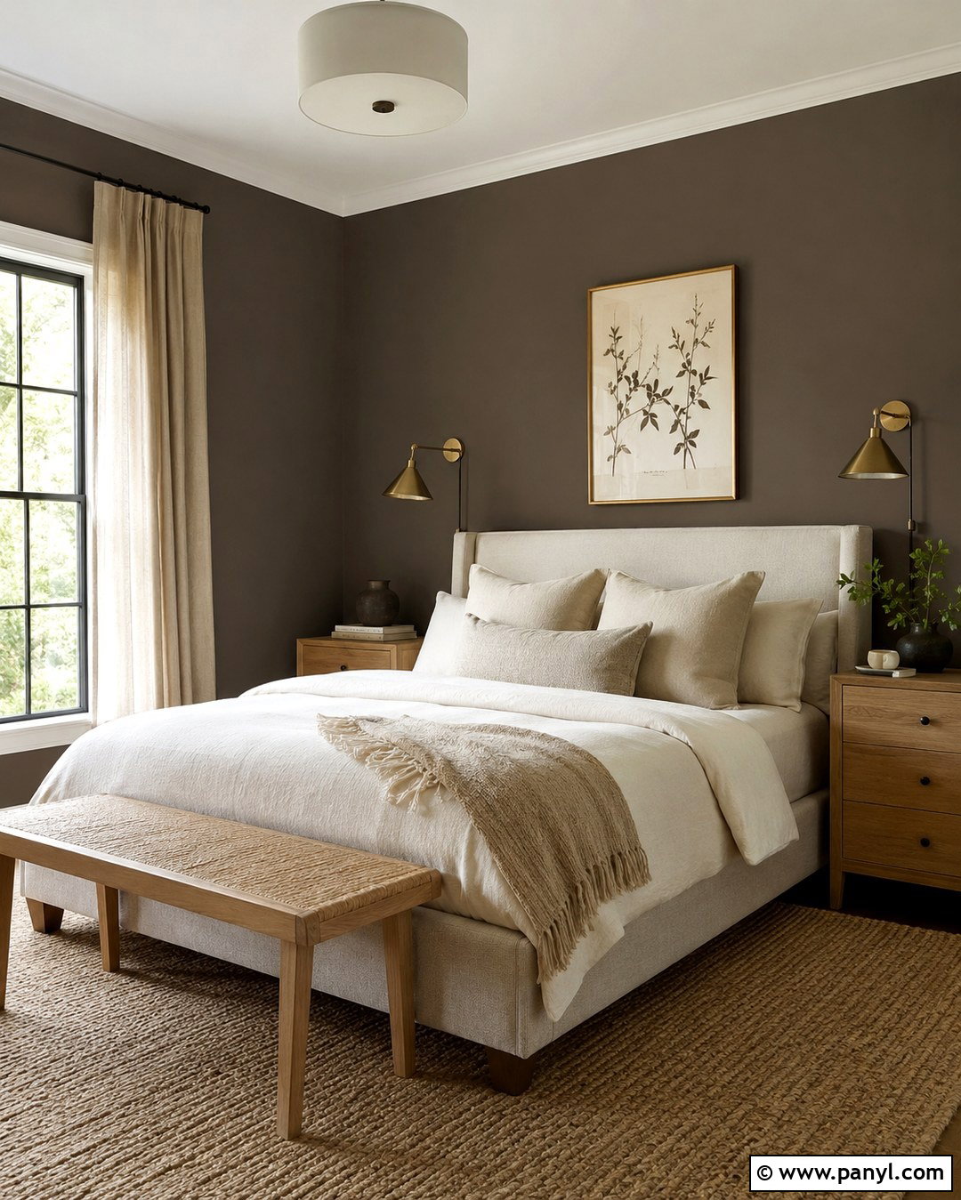 Urbane Bronze Bedroom With Cream Bedding - 20 Urban Bronze Wall Color Ideas