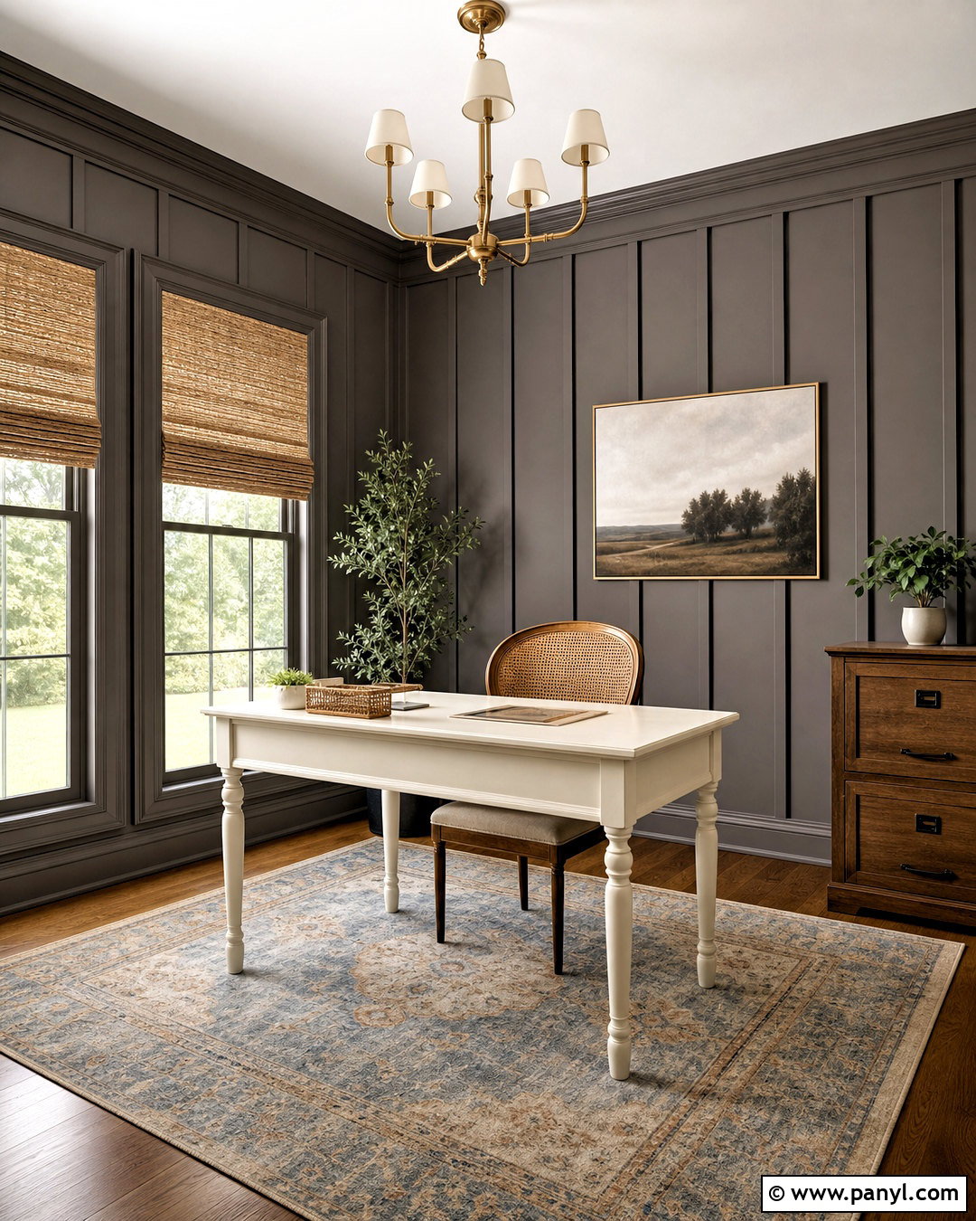 Urbane Bronze Board And Batten Office - 20 urbane bronze office ideas