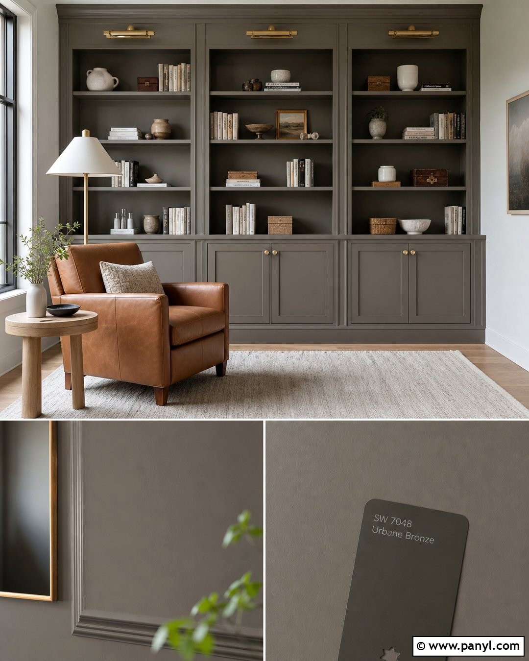 Urbane Bronze Built-In Bookcase Wall - 20 urbane bronze wall ideas