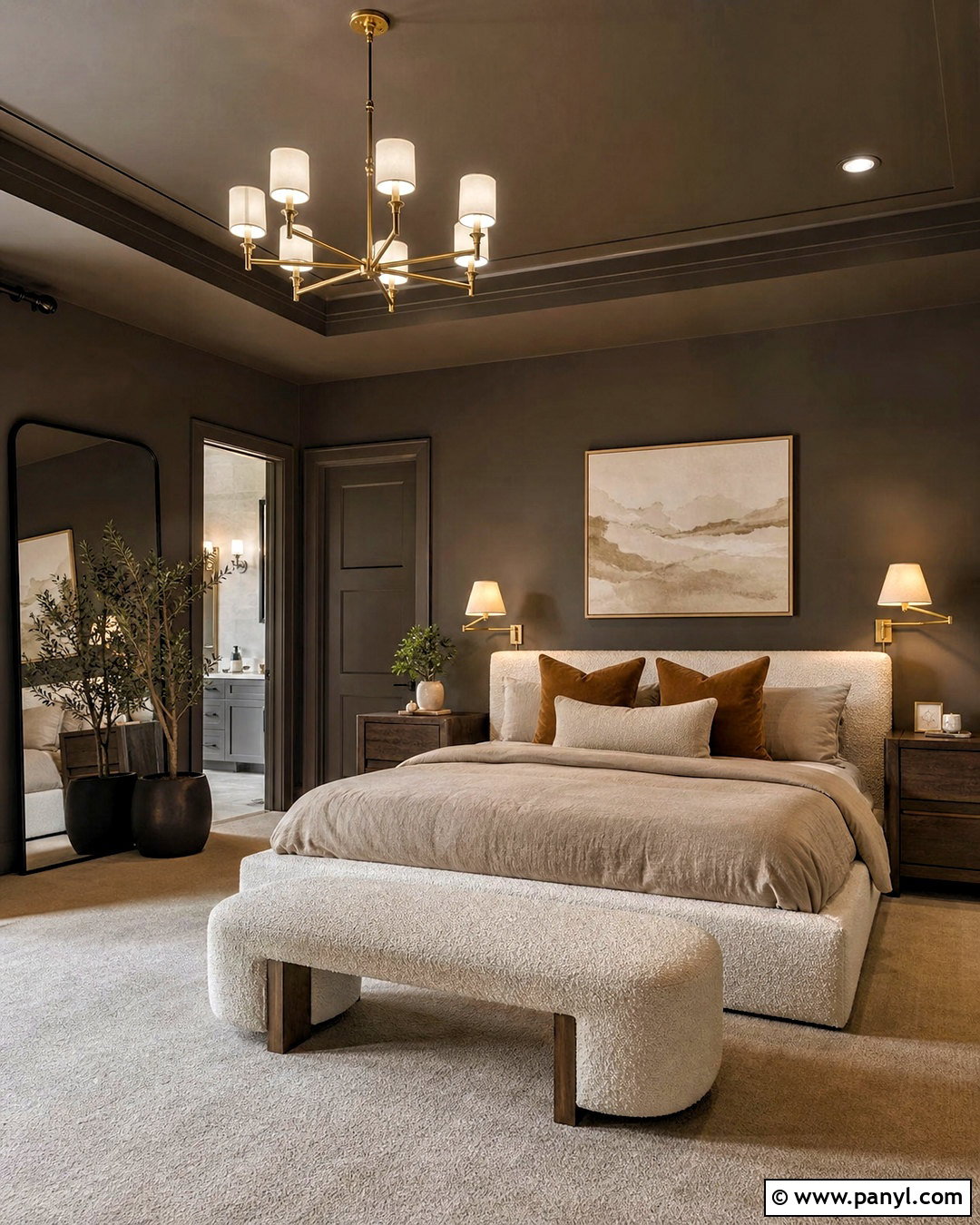 Urbane Bronze Color Drenched Bedroom - 20 urban bronze bedroom ideas