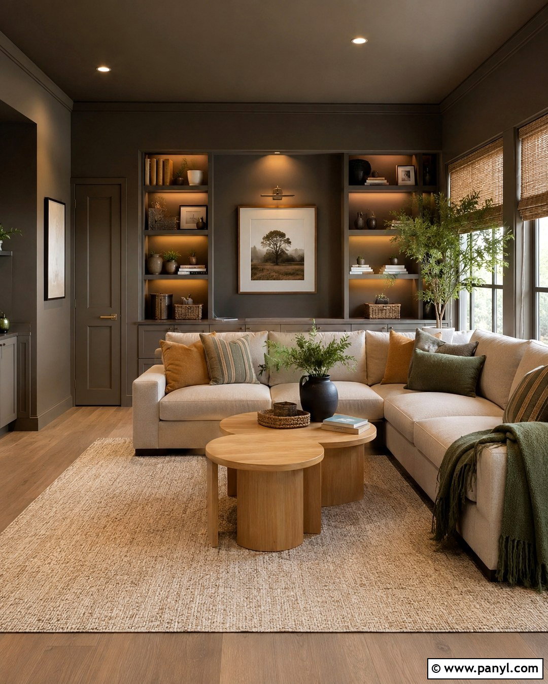 Urbane Bronze Color Drenched Family Room - 20 Urban Bronze Wall Color Ideas