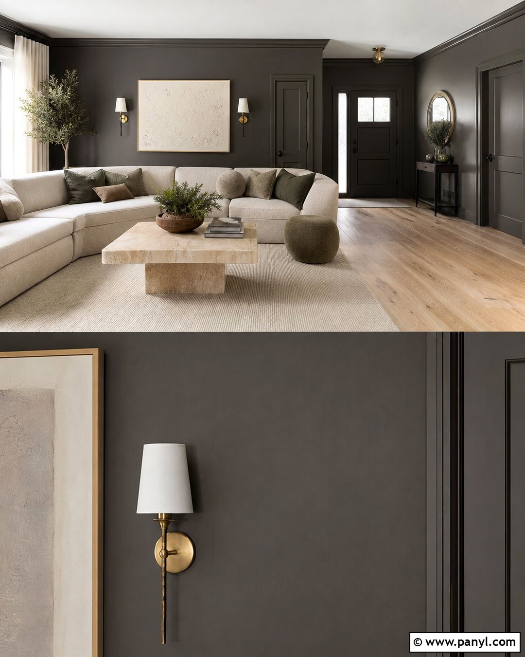 Urbane Bronze Color Drenched Living Room - 20 urbane bronze wall ideas