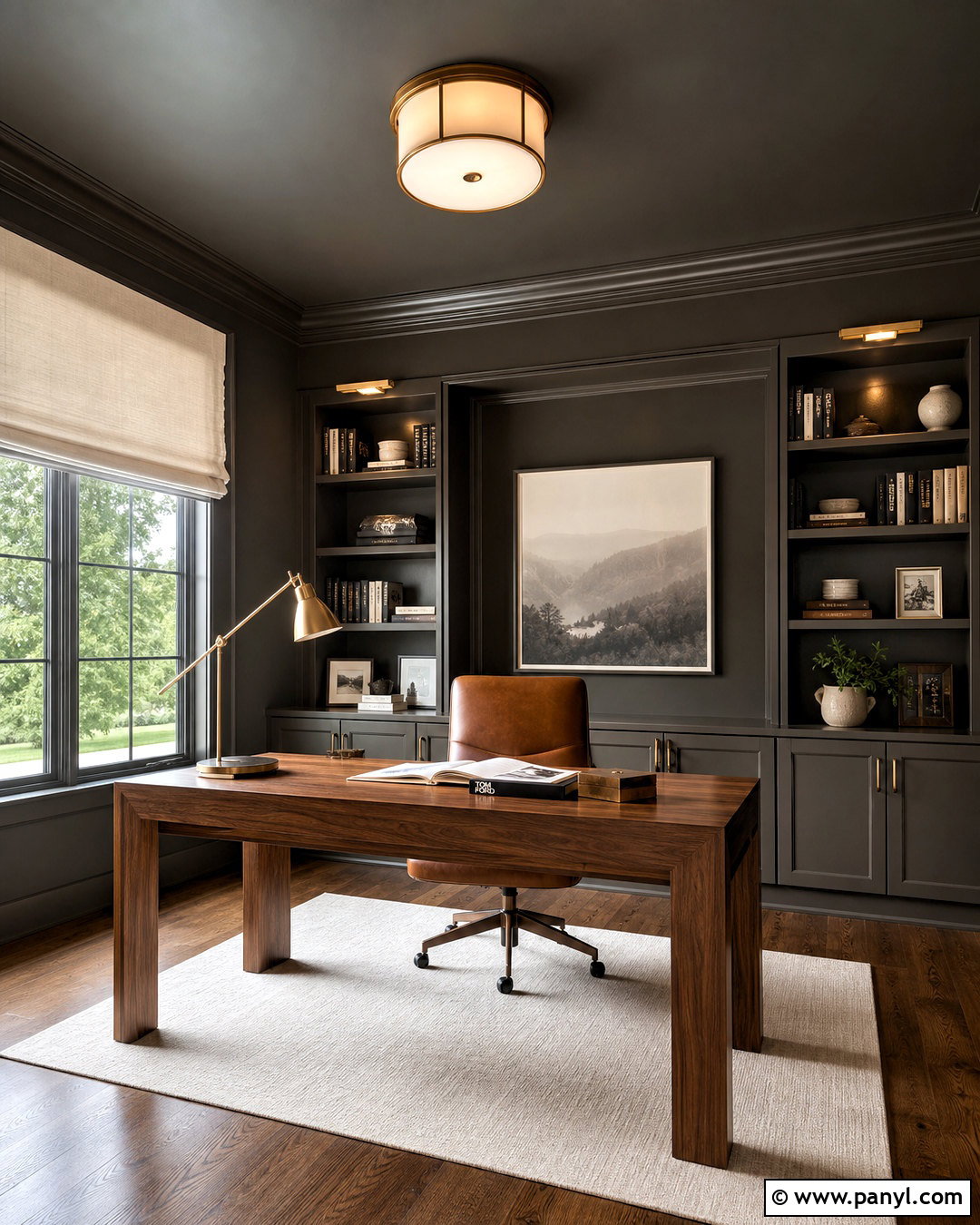 Urbane Bronze Color Drenched Office - 20 urbane bronze office ideas