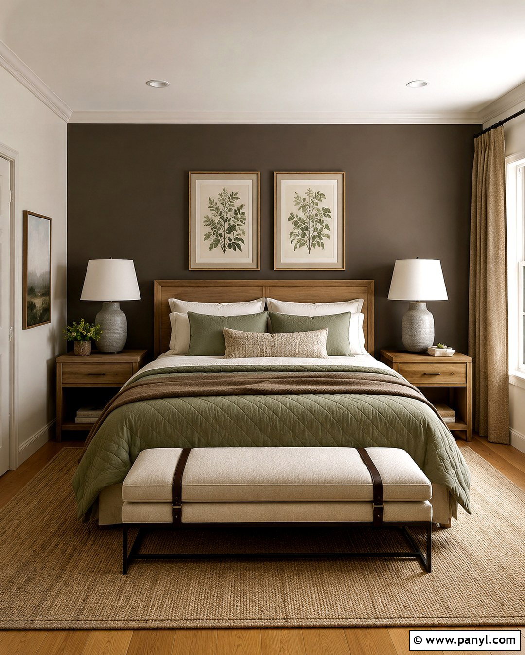 Urbane Bronze Guest Bedroom With Sage Accents - 20 Urban Bronze Wall Color Ideas