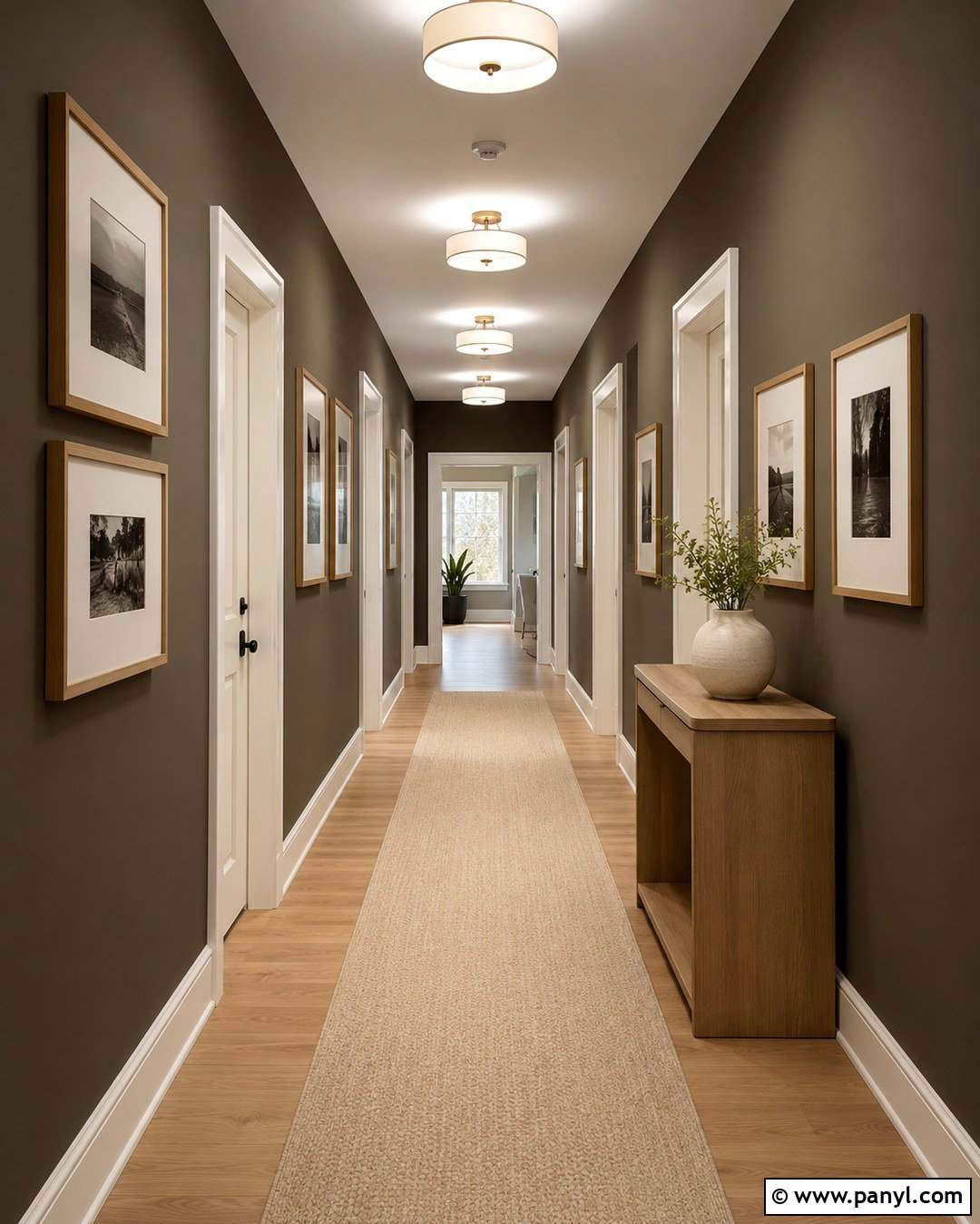 Urbane Bronze Hallway With Picture Frames - 20 Urban Bronze Wall Color Ideas
