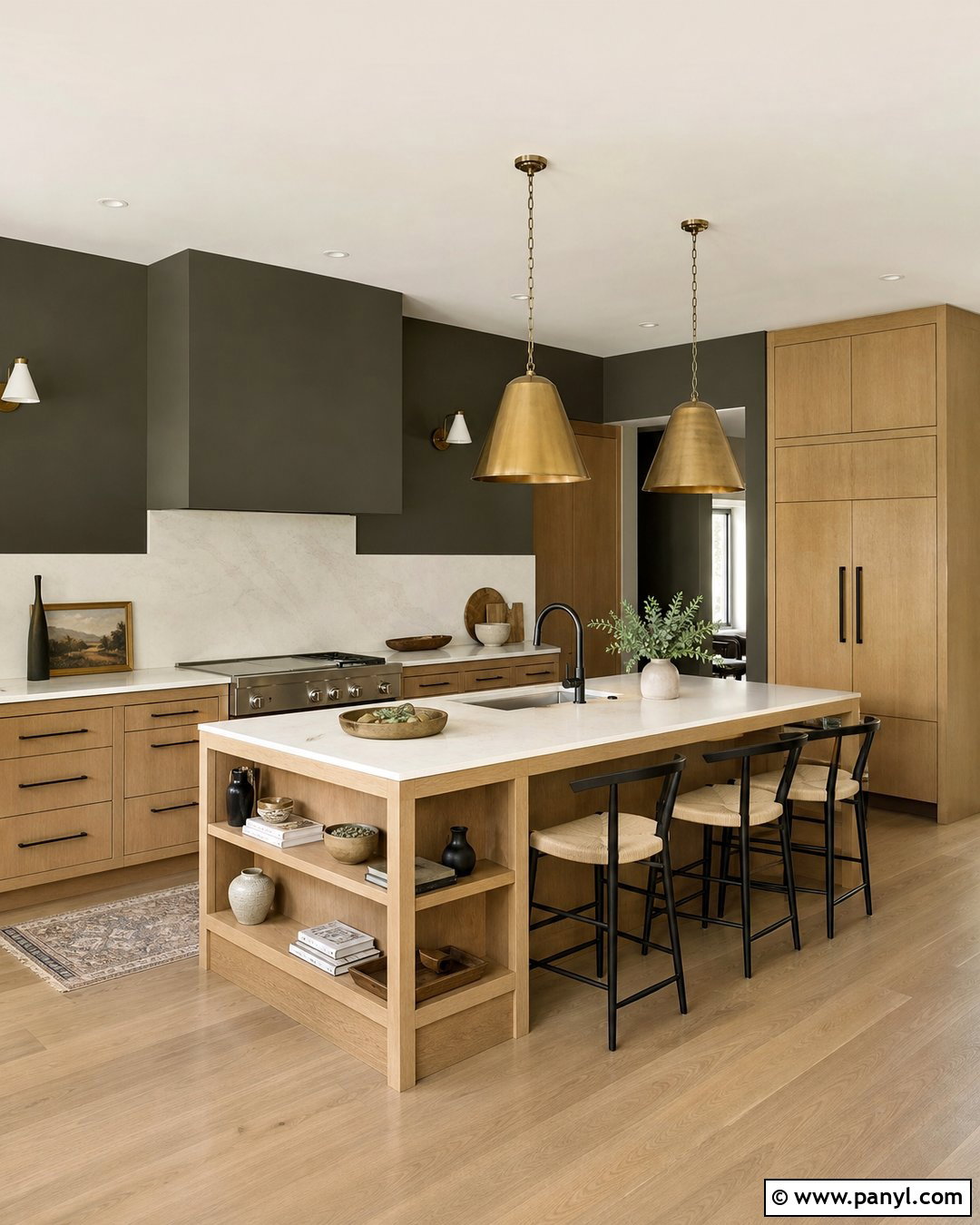 Urbane Bronze Kitchen Walls With Oak Cabinets - 25 urbane bronze kitchen walls