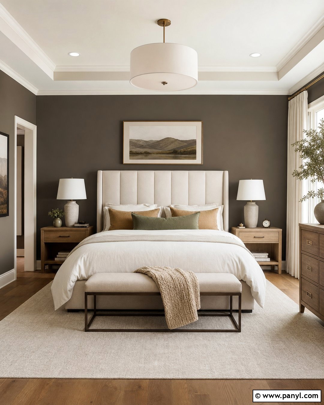 Urbane Bronze Walls With Shoji White Trim - 25 Sherwin Williams Wall And Trim Combo Ideas