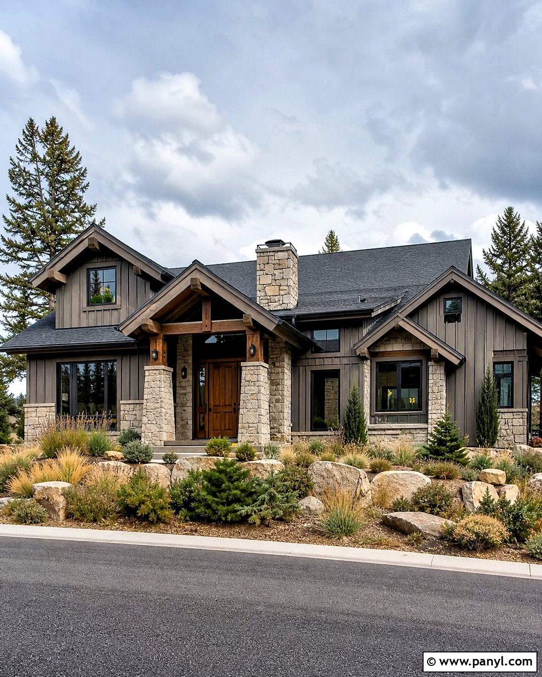 Urbane Bronze With Natural Stone - 20 urbane bronze exterior house ideas