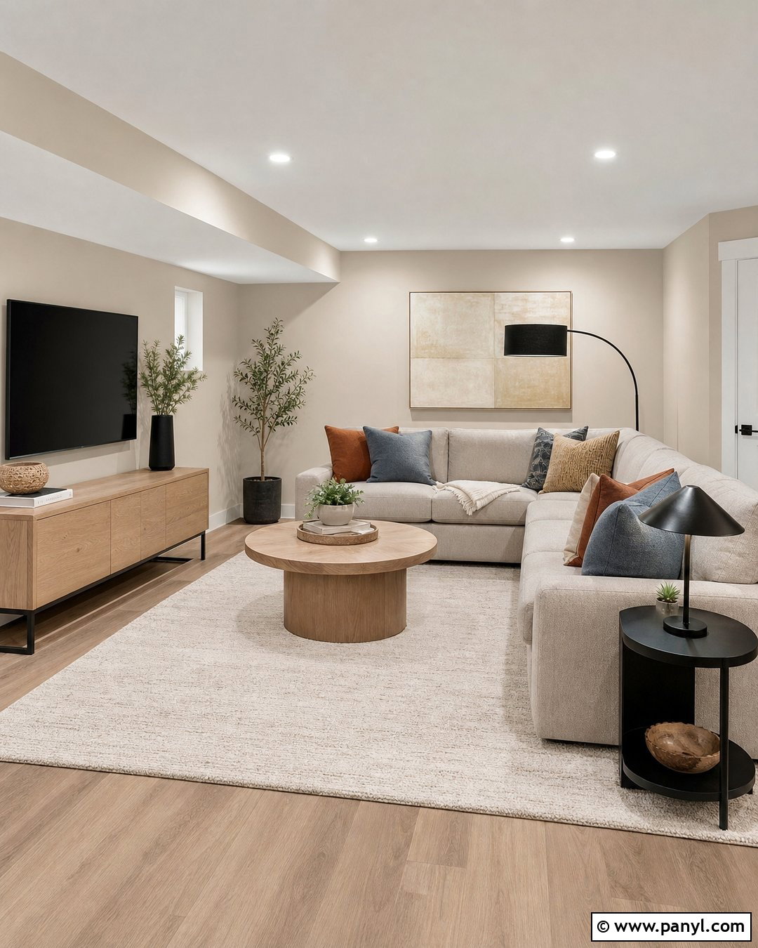 Utterly Beige Basement With Light Furniture - 25 Utterly Beige Sherwin Williams Walls
