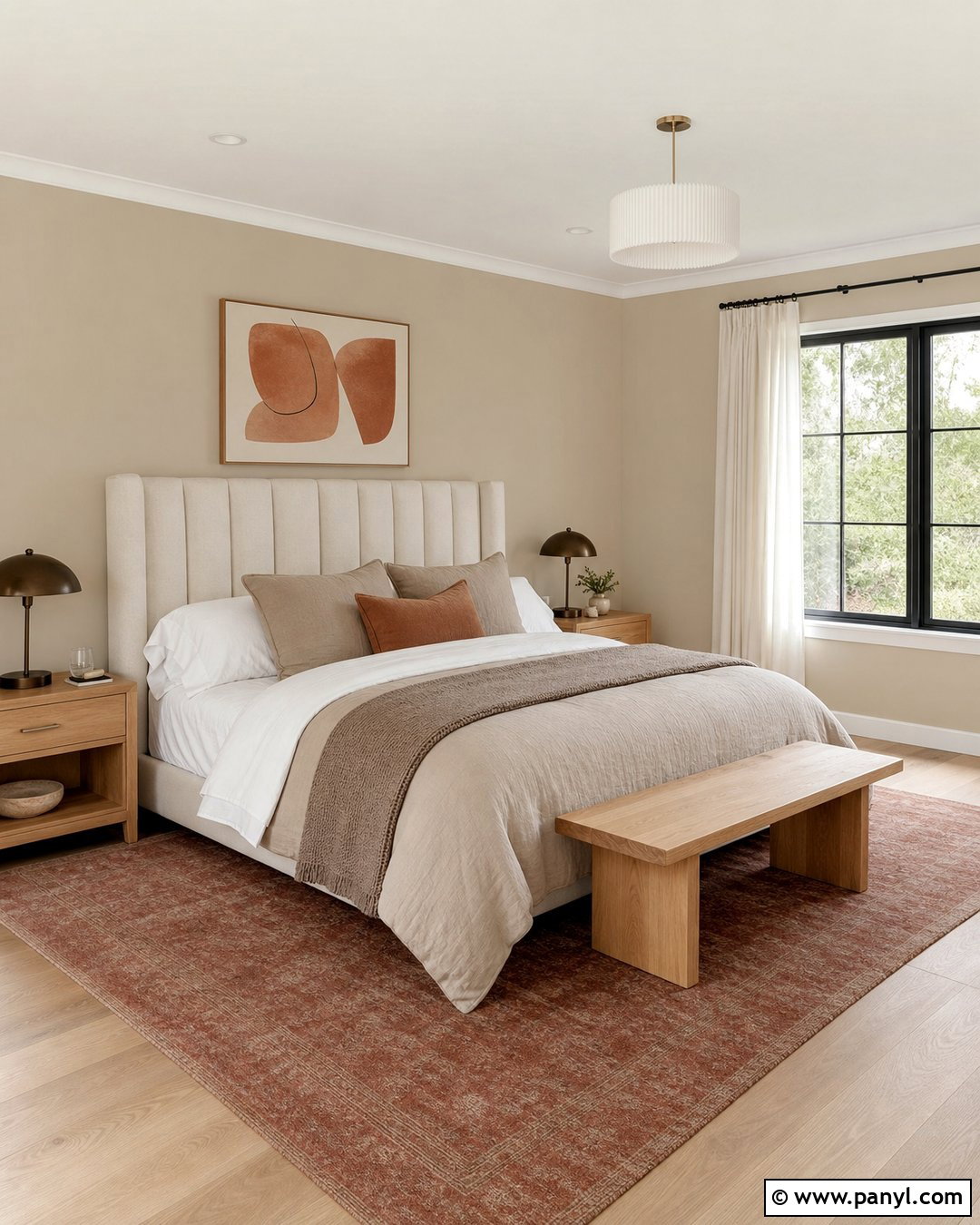 Utterly Beige Bedroom With Upholstered Headboard - 25 Utterly Beige Sherwin Williams Walls