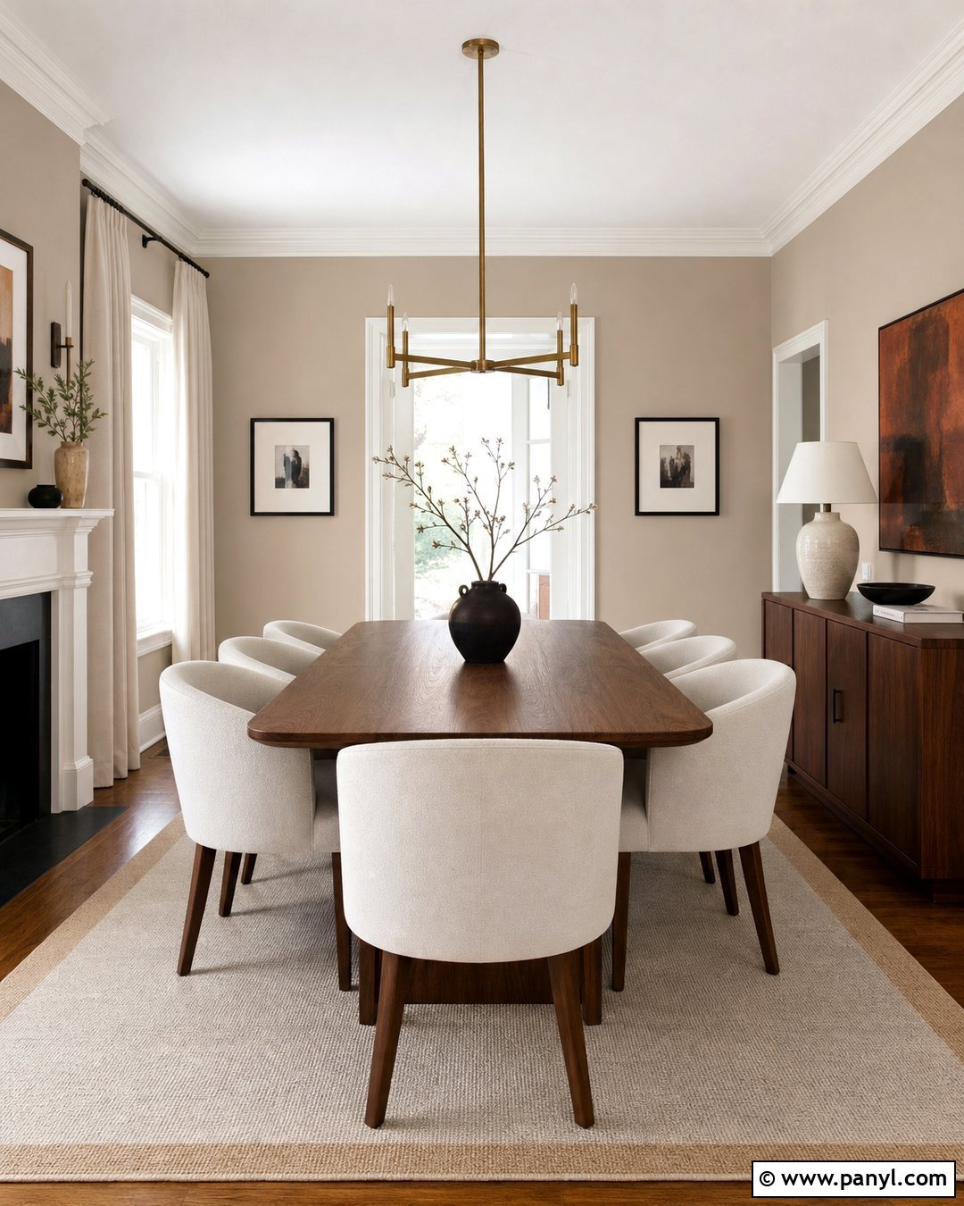 Utterly Beige Dining Room With Walnut Table - 25 Utterly Beige Sherwin Williams Walls