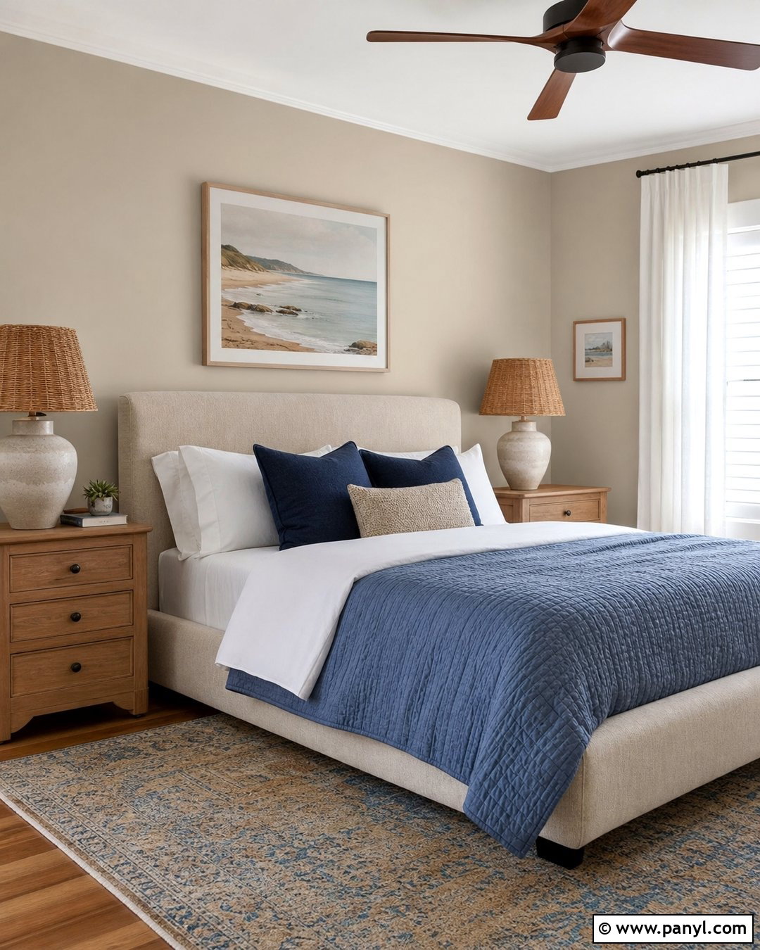 Utterly Beige Guest Bedroom With Blue Bedding - 25 Utterly Beige Sherwin Williams Walls