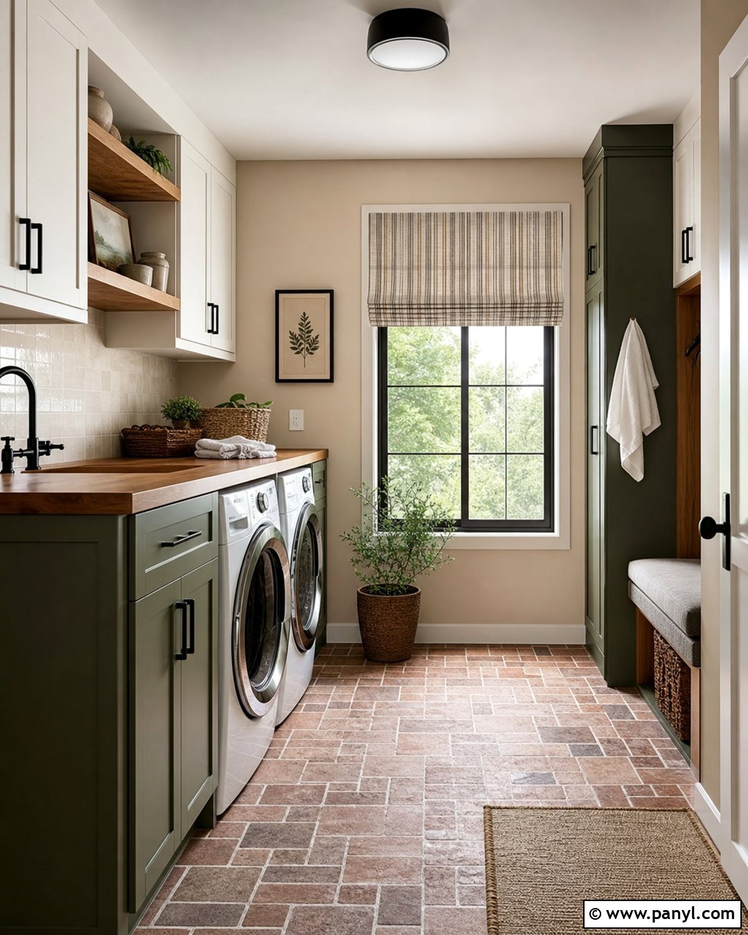 Utterly Beige Laundry Room With Green Cabinets - 25 Utterly Beige Sherwin Williams Walls