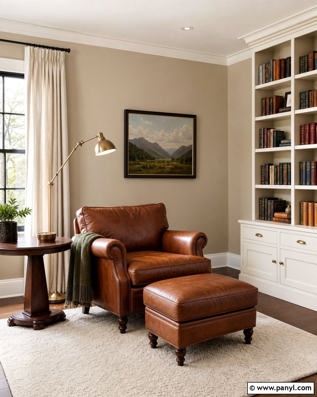 Utterly Beige Reading Room With Leather Chair - 25 Utterly Beige Sherwin Williams Walls
