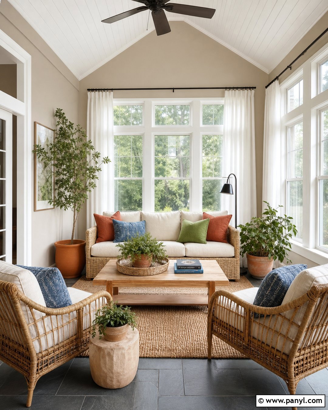 Utterly Beige Sunroom With Wicker Furniture - 25 Utterly Beige Sherwin Williams Walls