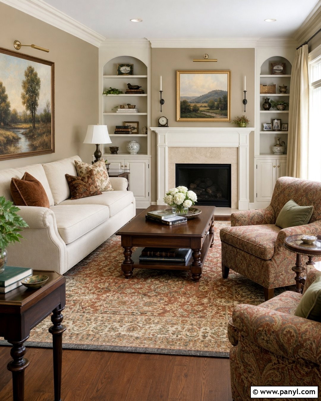 Utterly Beige Traditional Living Room With Fireplace - 25 Utterly Beige Sherwin Williams Walls