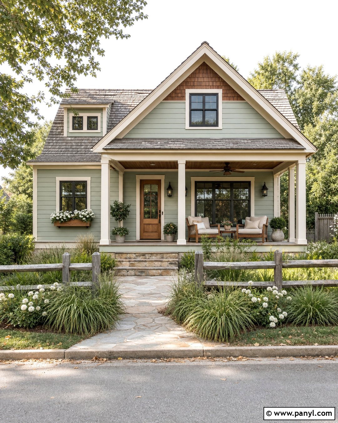 Vale Mist Cottage Exterior With Natural Wood - 30 vale mist benjamin moore ideas