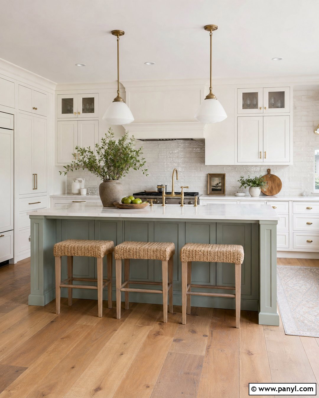 Vale Mist Kitchen Island With Warm White Cabinets - 30 vale mist benjamin moore ideas