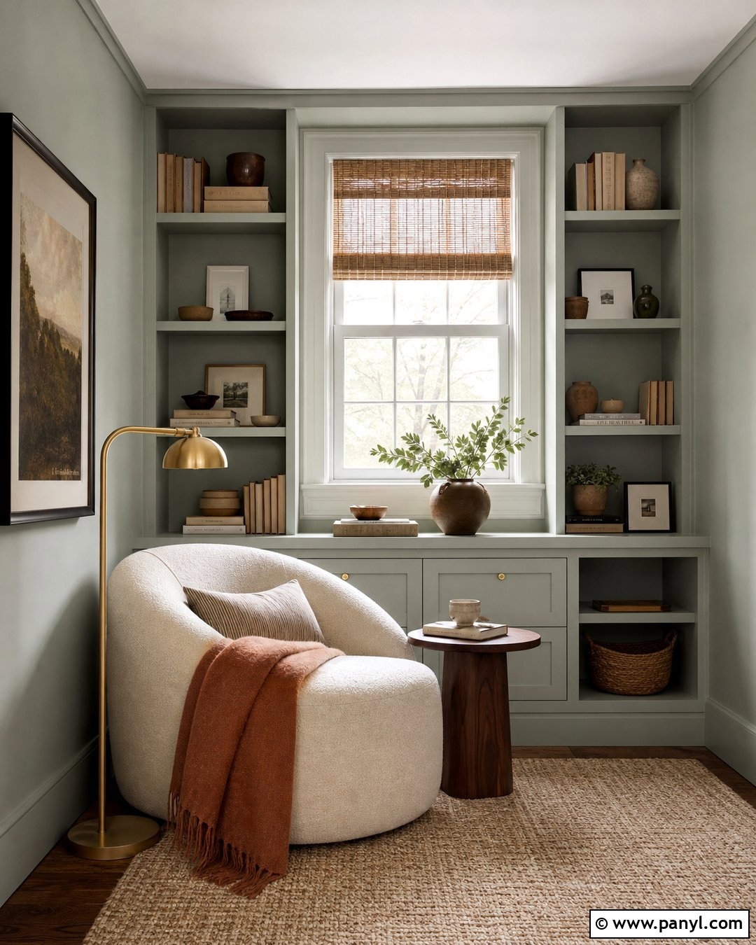 Vale Mist Reading Nook With Built-In Shelves - 30 vale mist benjamin moore ideas