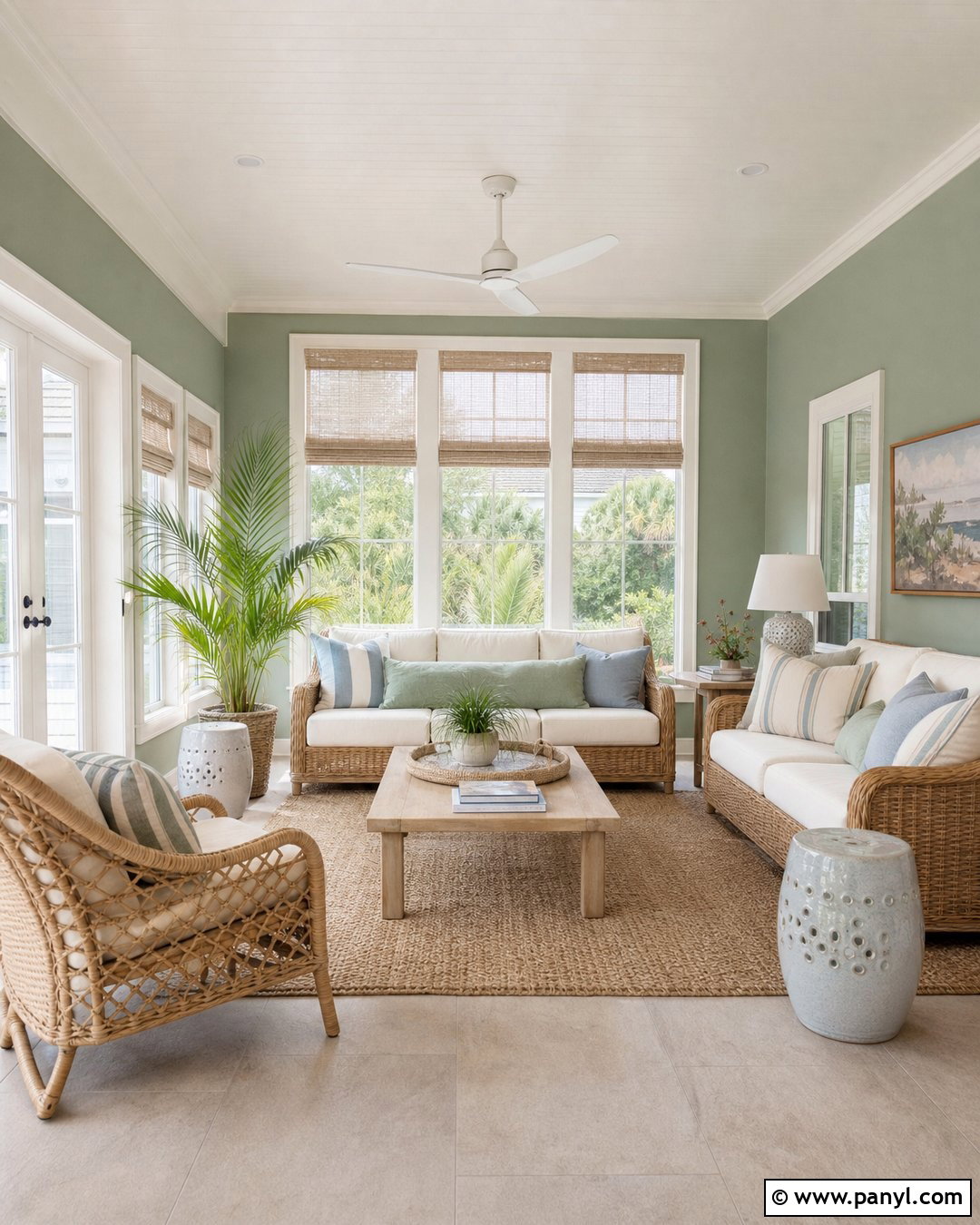 Vale Mist Sunroom With Rattan Furniture - 30 vale mist benjamin moore ideas