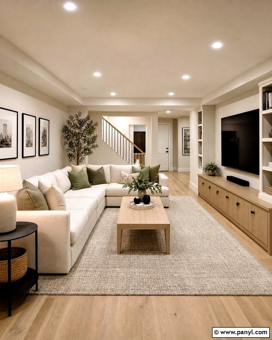 Vanilla Latte Basement With Light Oak - 20 vanilla late room color ideas