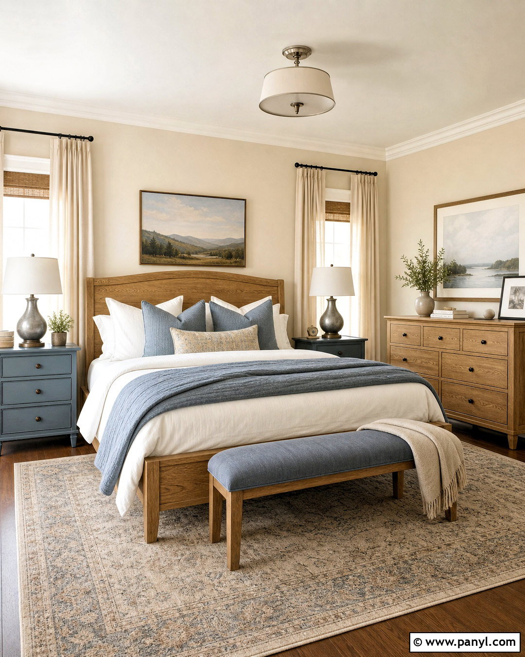 Vanilla Latte Bedroom With Dusty Blue - 20 vanilla late room color ideas