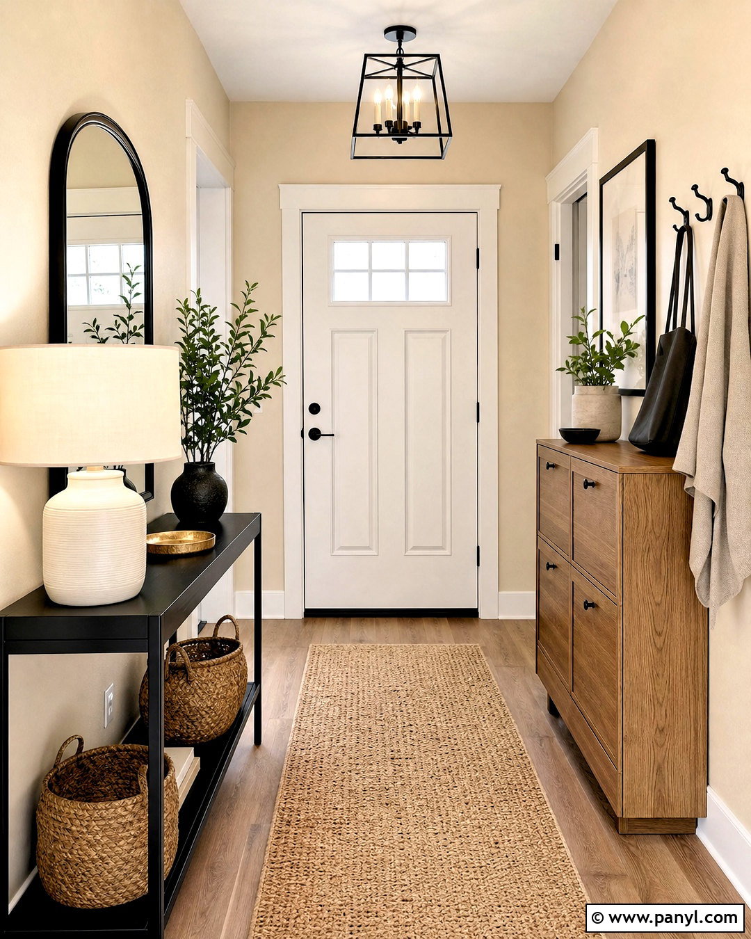 Vanilla Latte Entryway With Black Accents - 20 vanilla late room color ideas