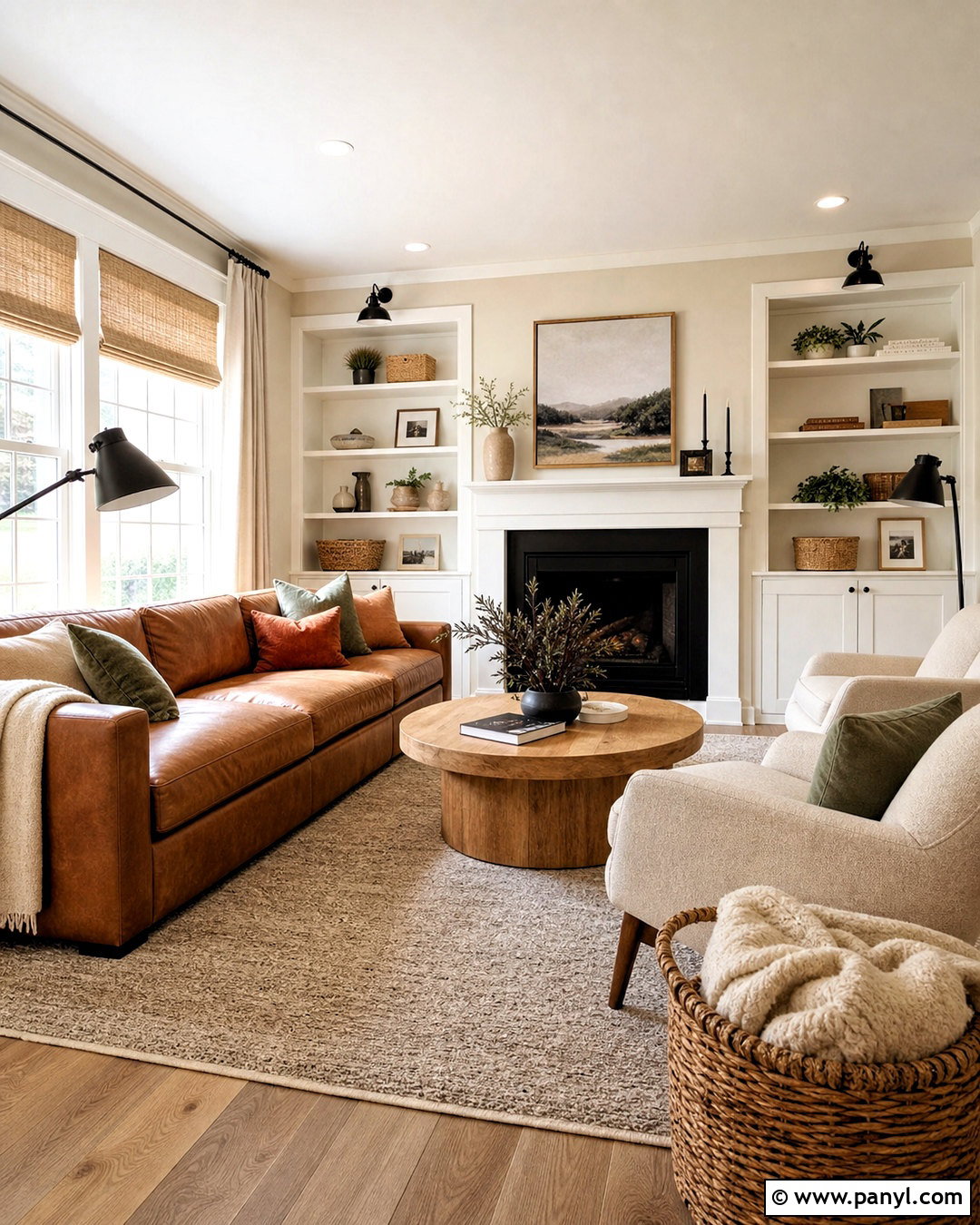 Vanilla Latte Family Room With Cognac Leather - 20 vanilla late room color ideas