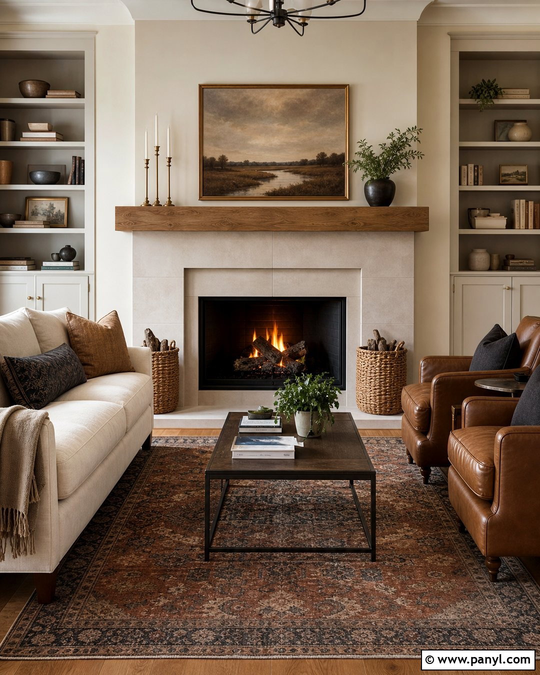 Vanilla Latte Fireplace Wall - 50 Vanilla Latte Color Wall Ideas