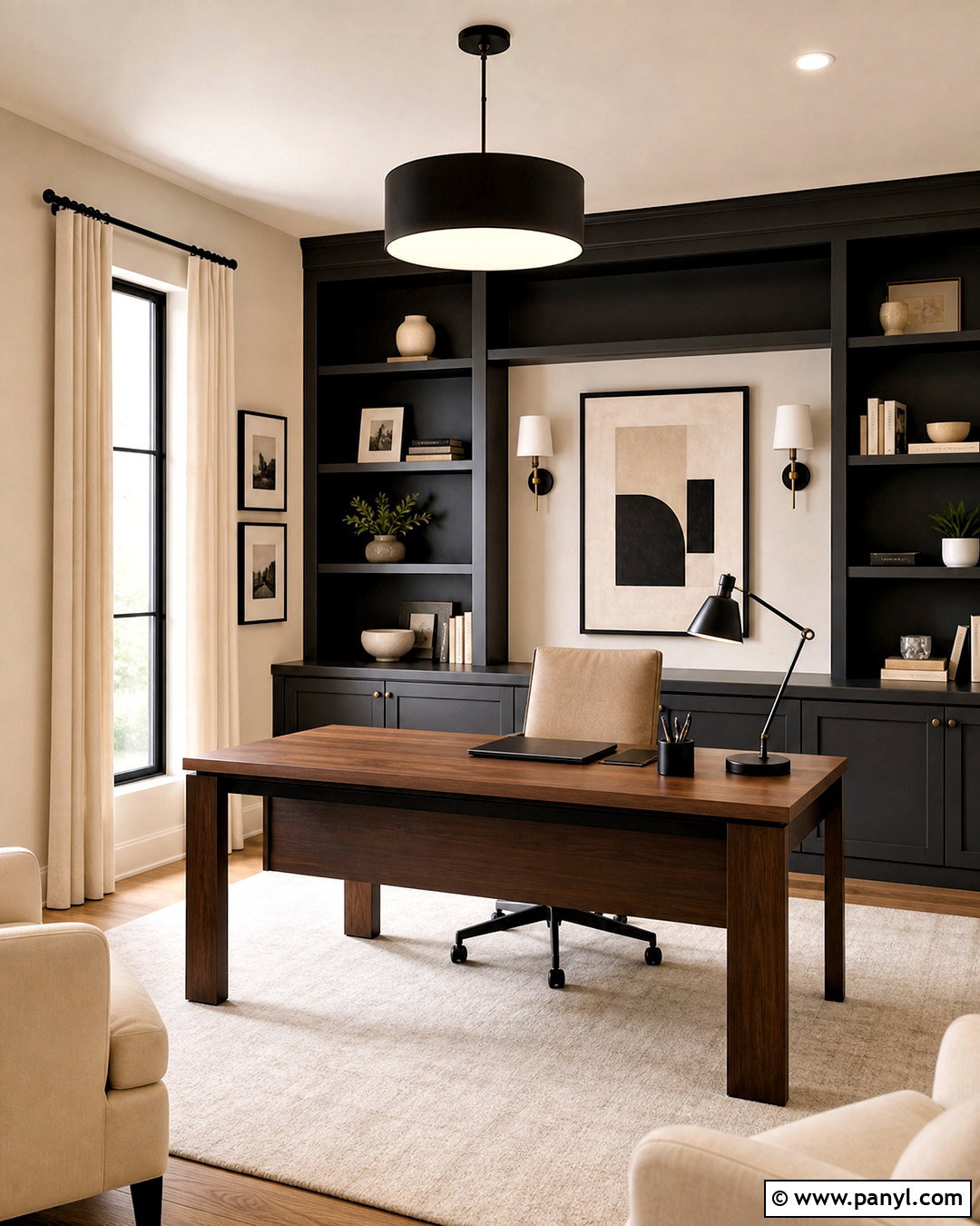 Vanilla Latte Home Office With Charcoal - 20 vanilla late room color ideas