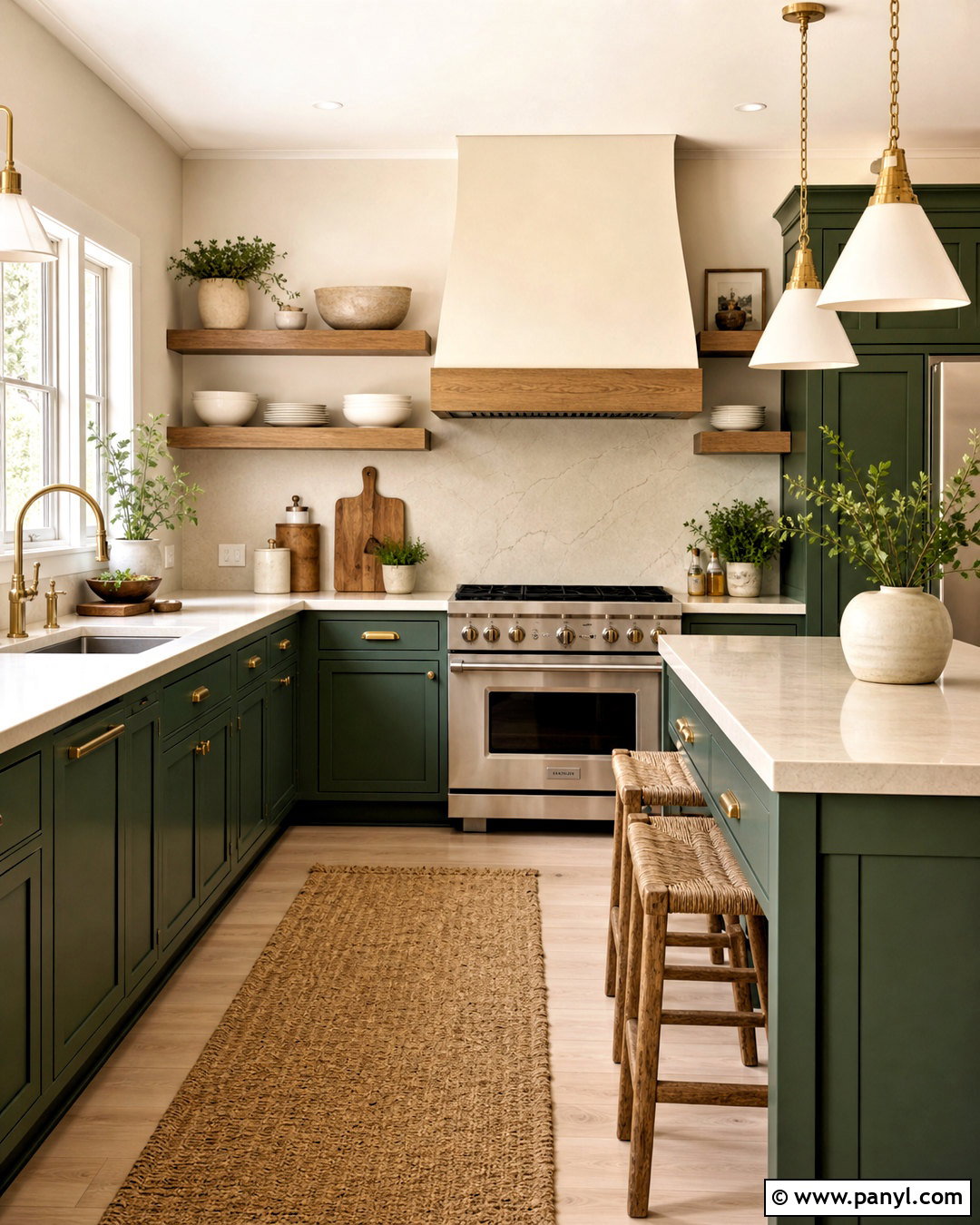 Vanilla Latte Kitchen With Green Cabinets - 20 vanilla late room color ideas