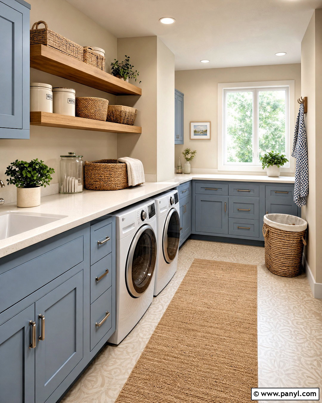 Vanilla Latte Laundry Room With Soft Blue - 20 vanilla late room color ideas