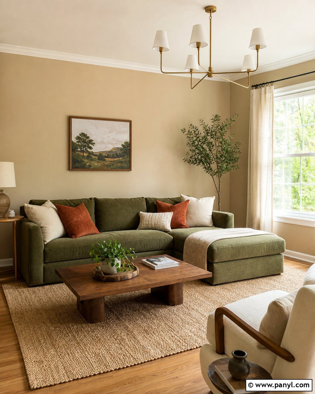 Vanilla Latte Walls With Olive Green - 50 Vanilla Latte Color Wall Ideas