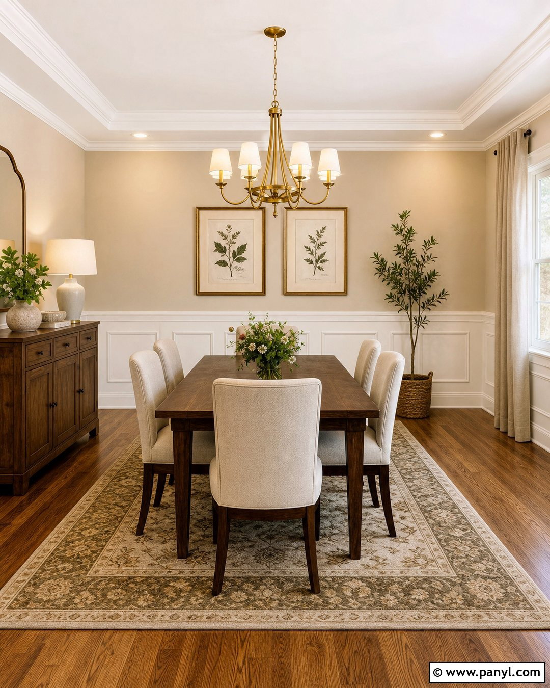 Vanilla Latte Walls With Wainscoting - 50 Vanilla Latte Color Wall Ideas