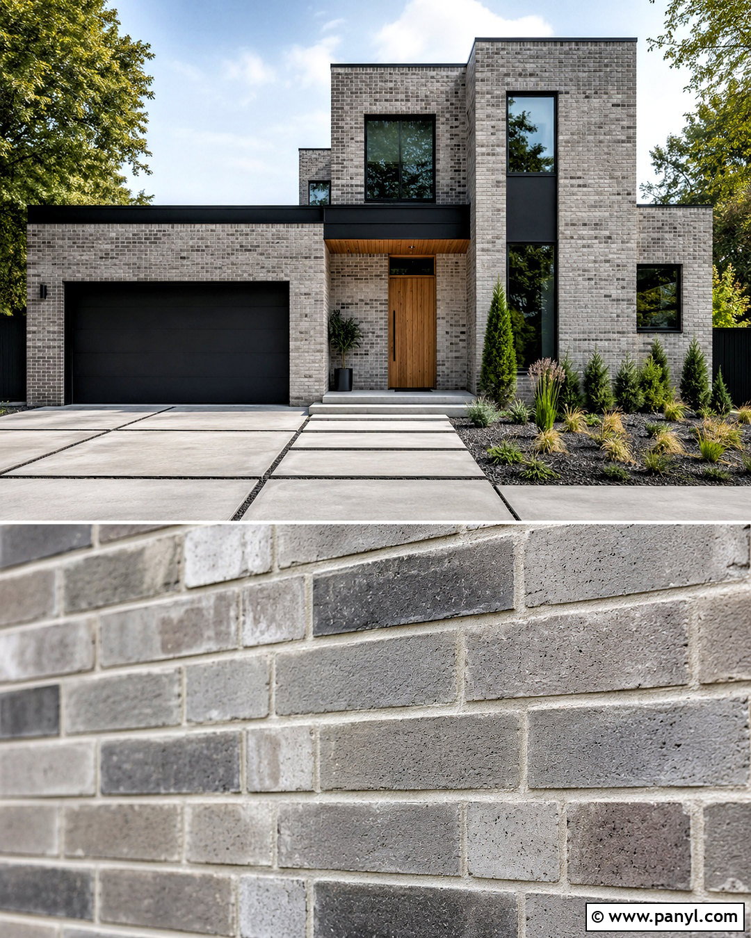 Variegated Gray Brick Stain With Black Windows - 20 brick stain exterior before and after ideas