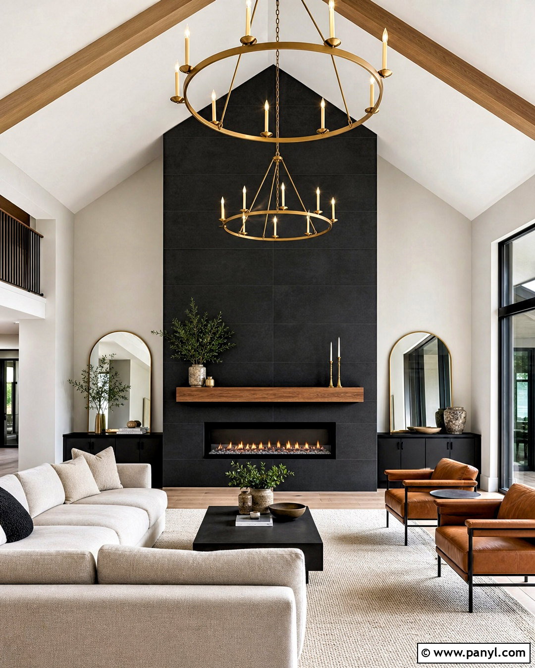 Vaulted Ceiling Black Fireplace Wall - 20 vaulted ceiling accent wall ideas
