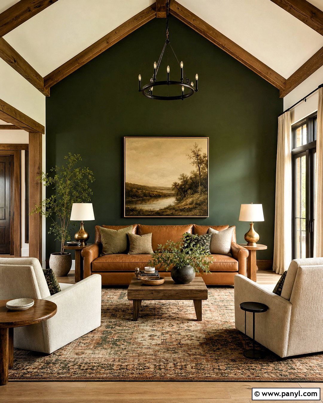 Vaulted Ceiling Dark Green Accent Wall - 20 vaulted ceiling accent wall ideas