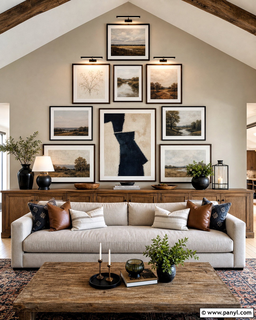 Vaulted Ceiling Gallery Wall - 20 vaulted ceiling accent wall ideas