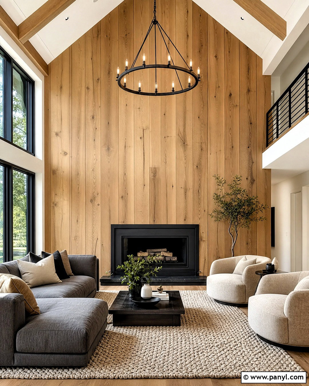 Vaulted Ceiling Natural Wood Plank Wall - 20 vaulted ceiling accent wall ideas