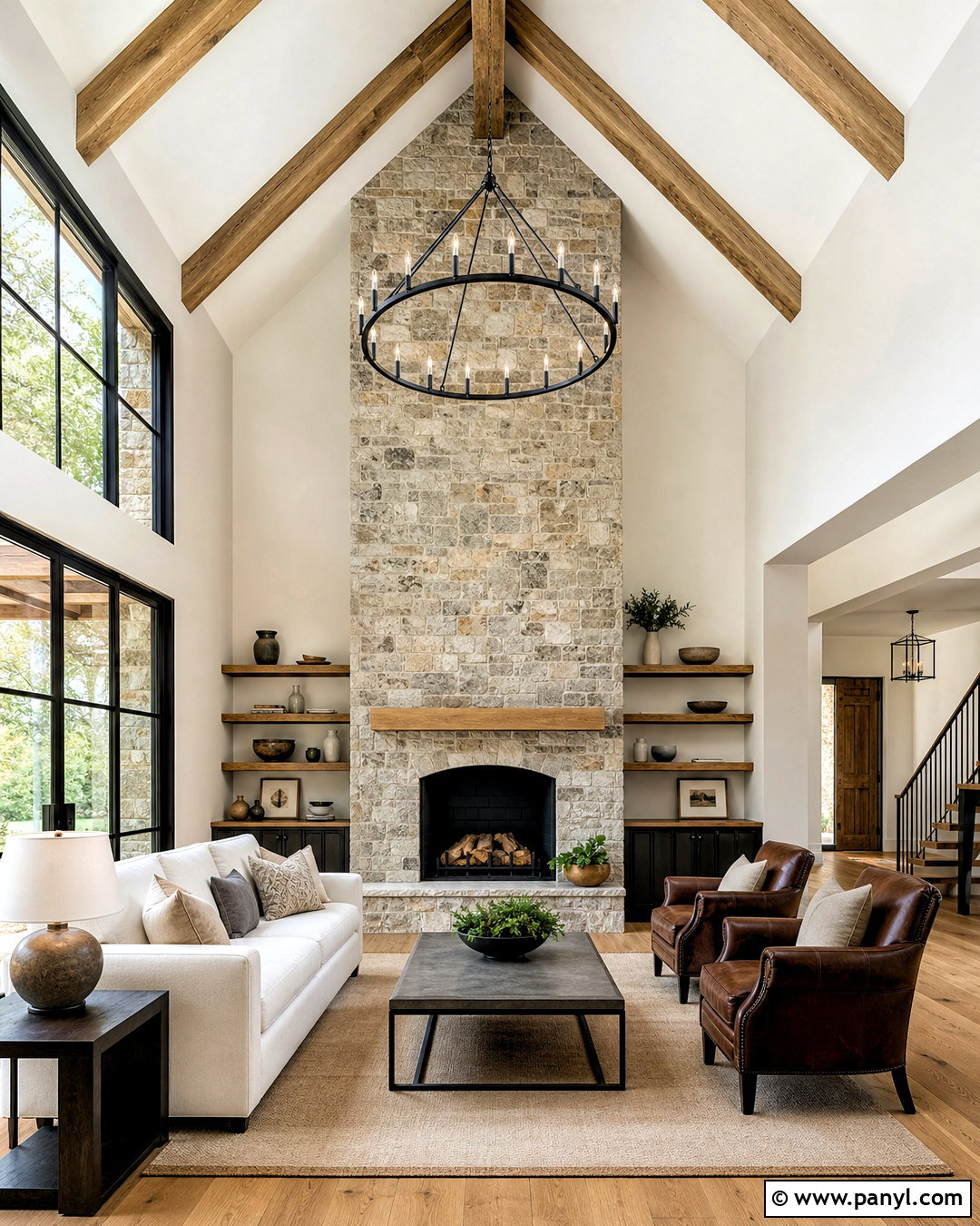 Vaulted Ceiling Stone Fireplace Wall - 20 vaulted ceiling accent wall ideas