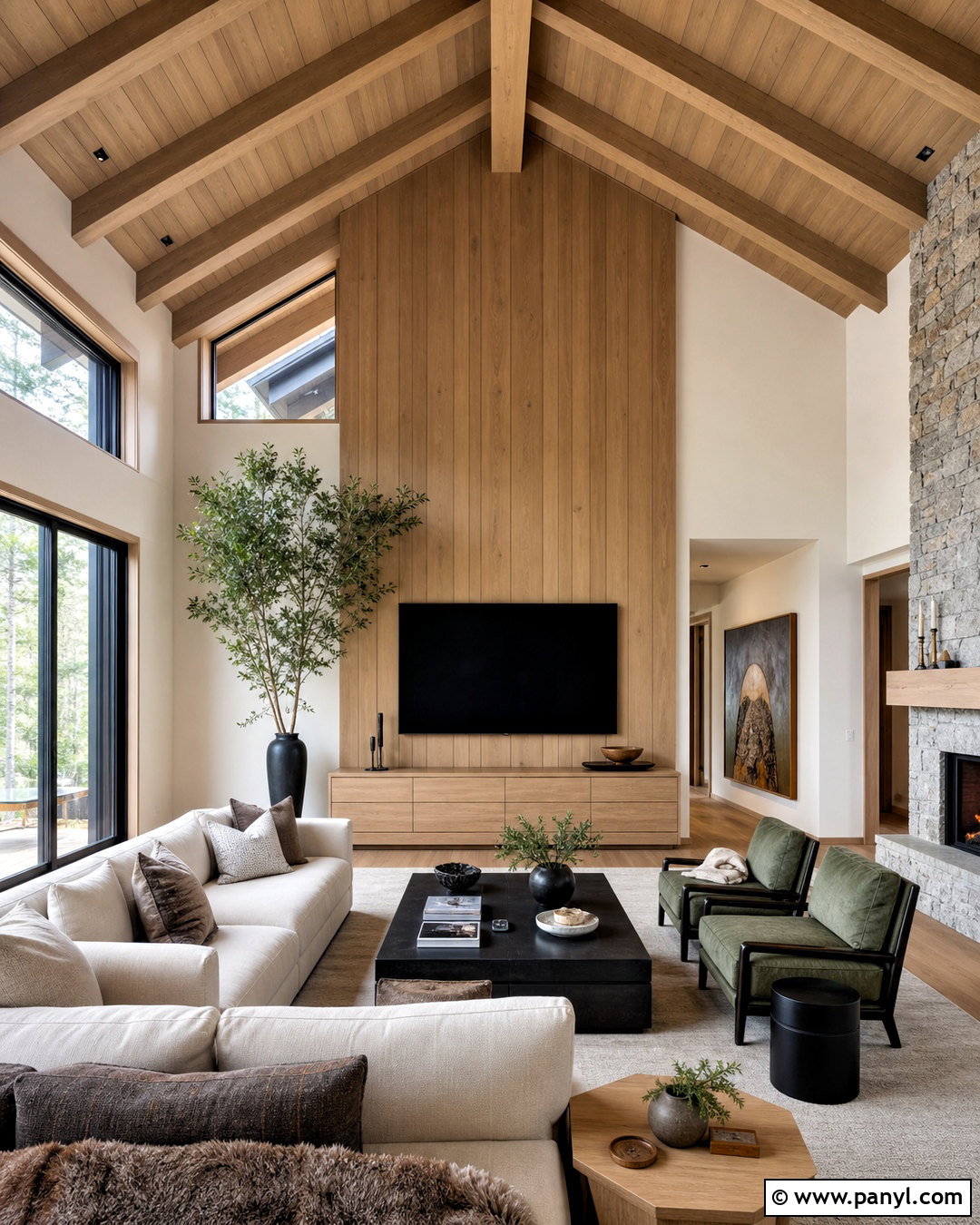 Vaulted Ceiling TV Wall - 20 high ceiling tv wall ideas