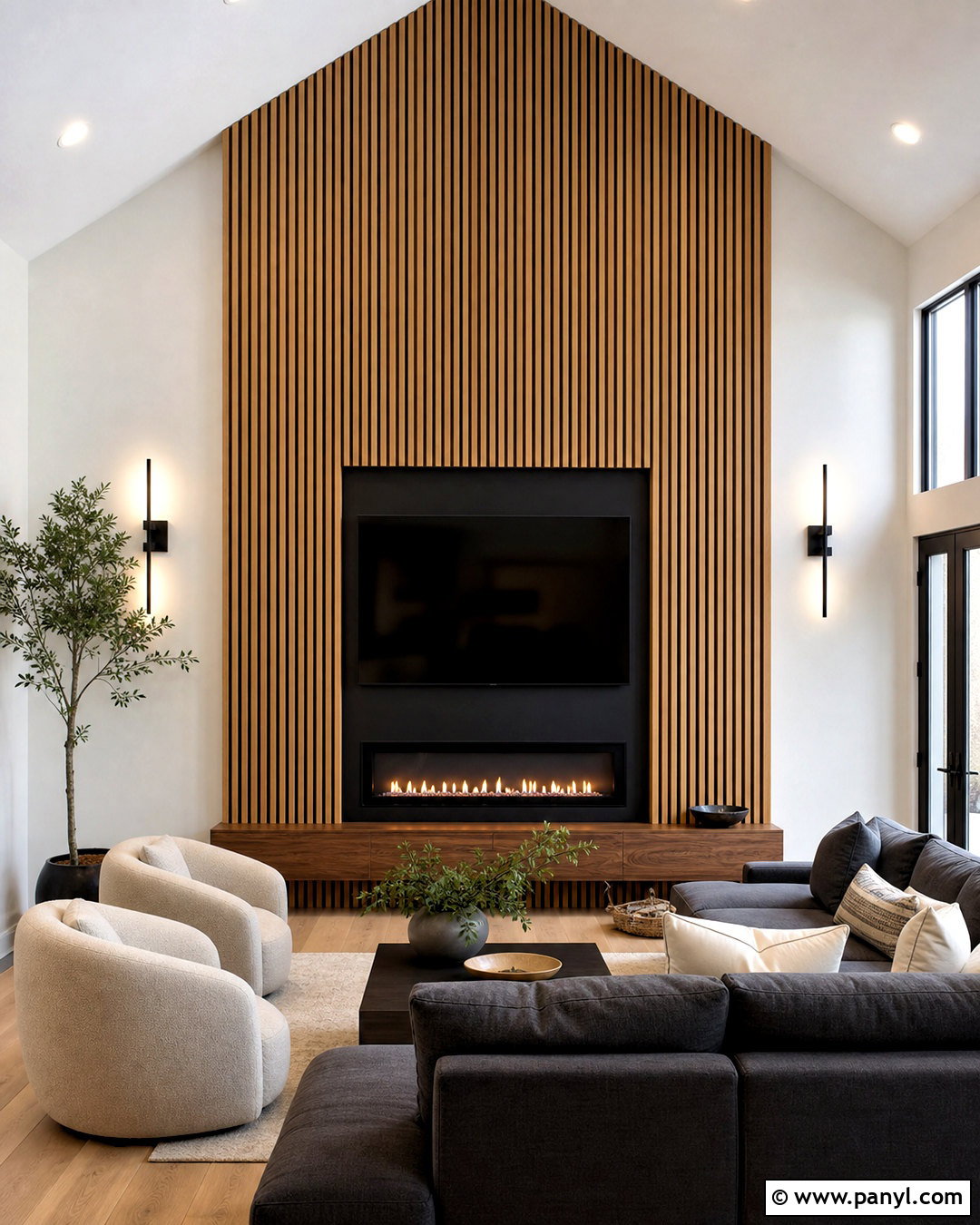Vaulted Ceiling Vertical Wood Slat Wall - 20 vaulted ceiling accent wall ideas