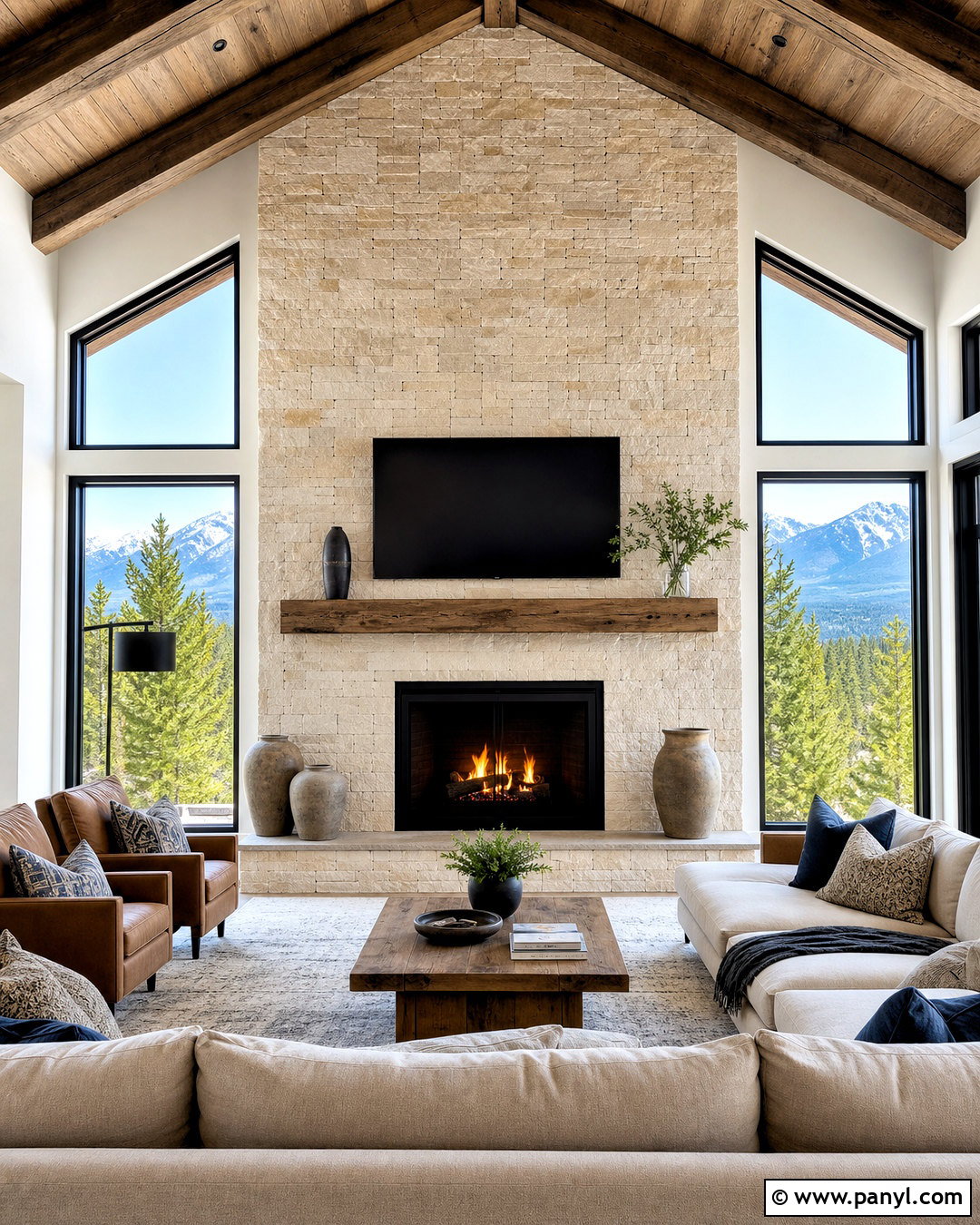 Vaulted Fireplace Wall With TV - 20 fireplace wall ideas with tv ideas