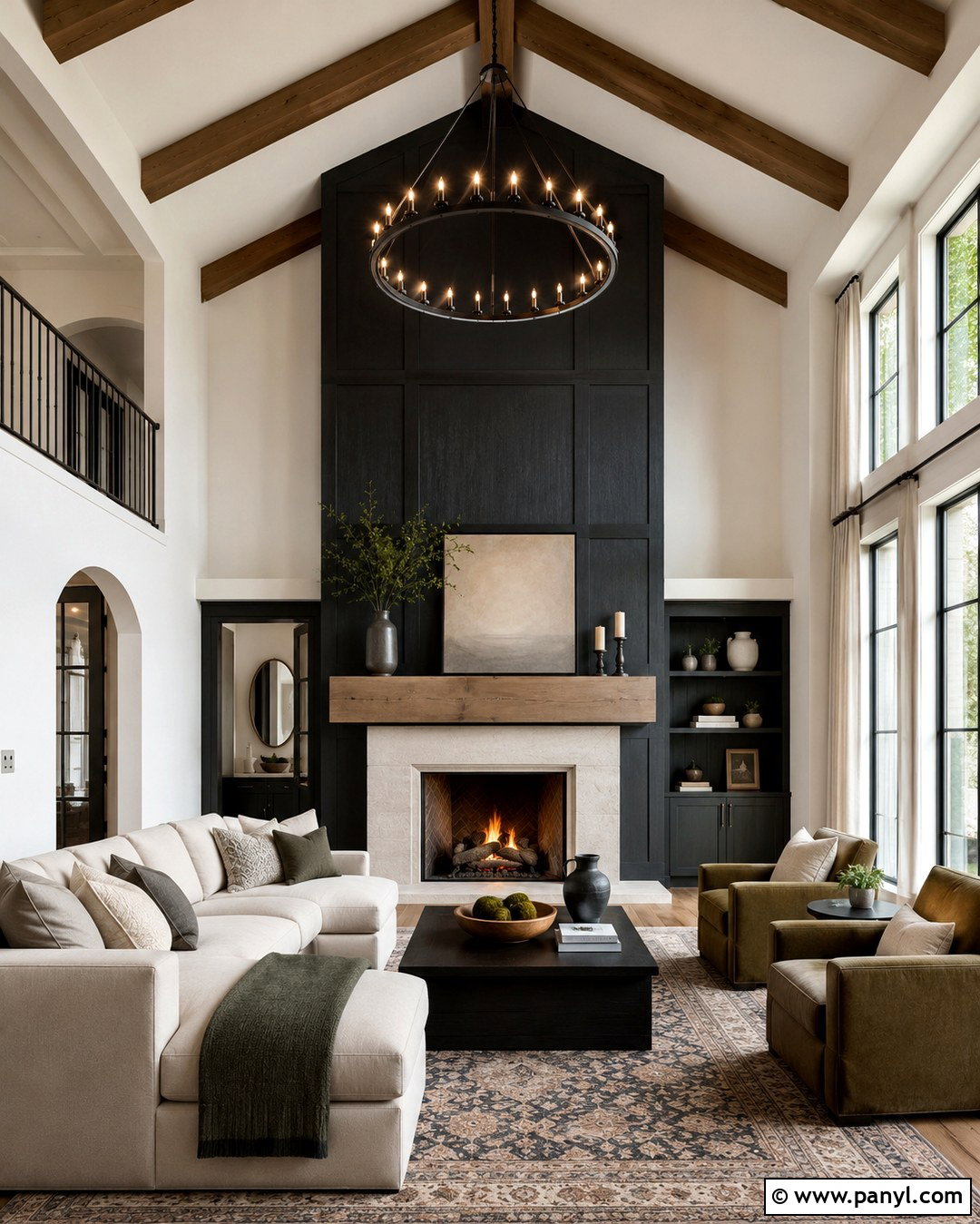 Vaulted Living Room Black Fireplace Wall - 20 Black Accent Wall Living Room Fireplaces